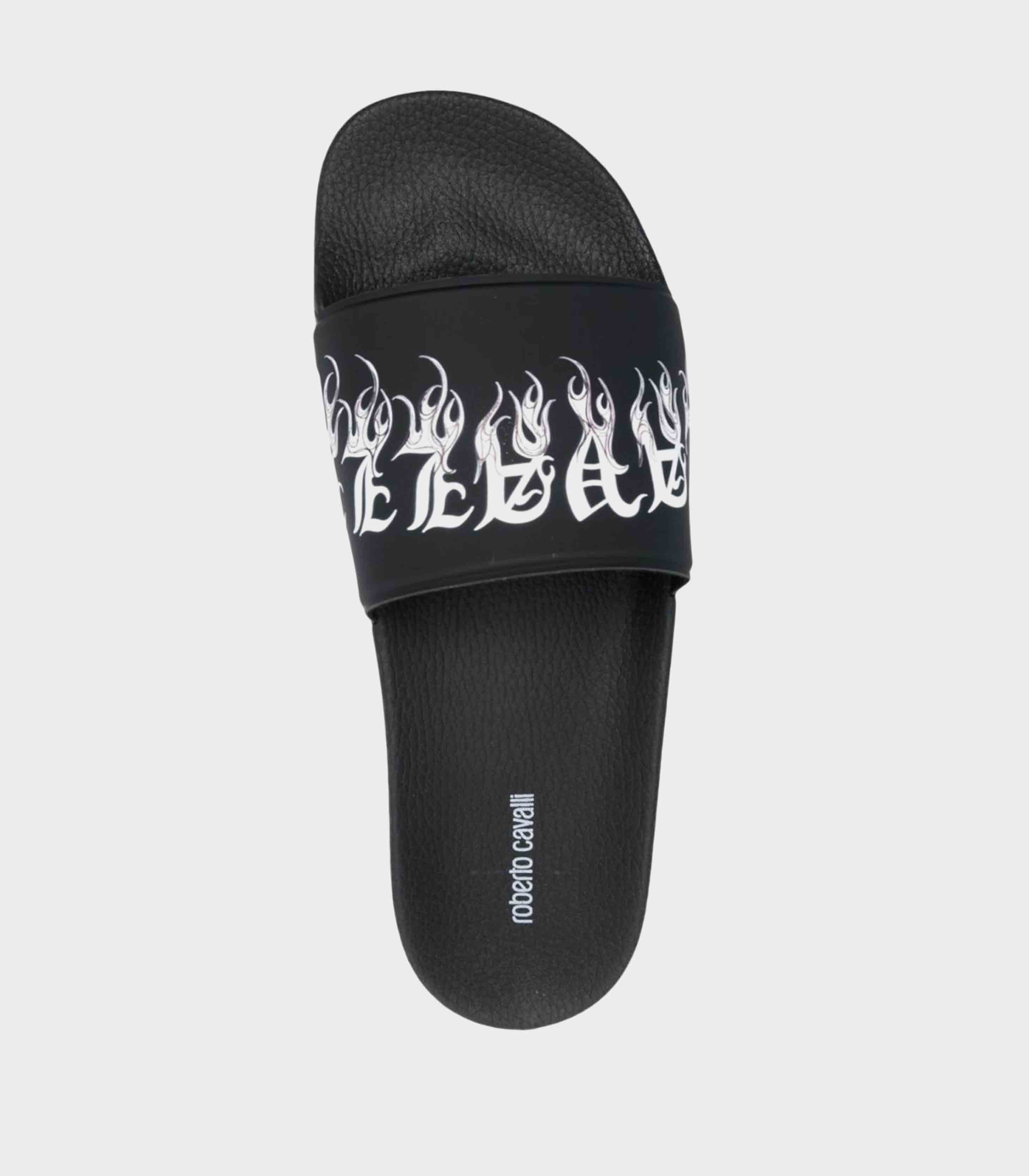 Roberto Cavalli - Men's Gothic Logo-Print Slides - Image 4