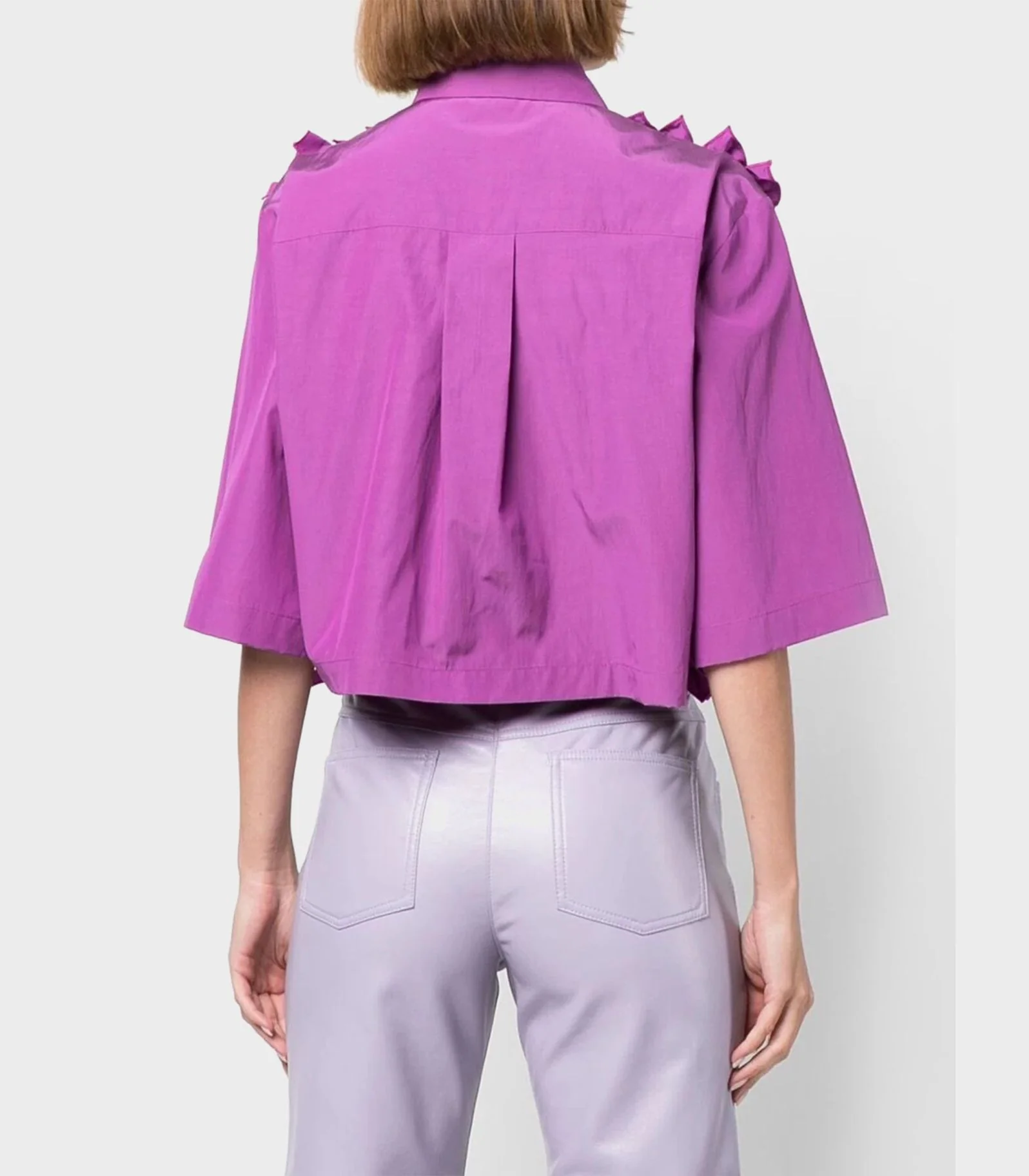 MSGM - Ruffled Cropped Blouse - Image 3