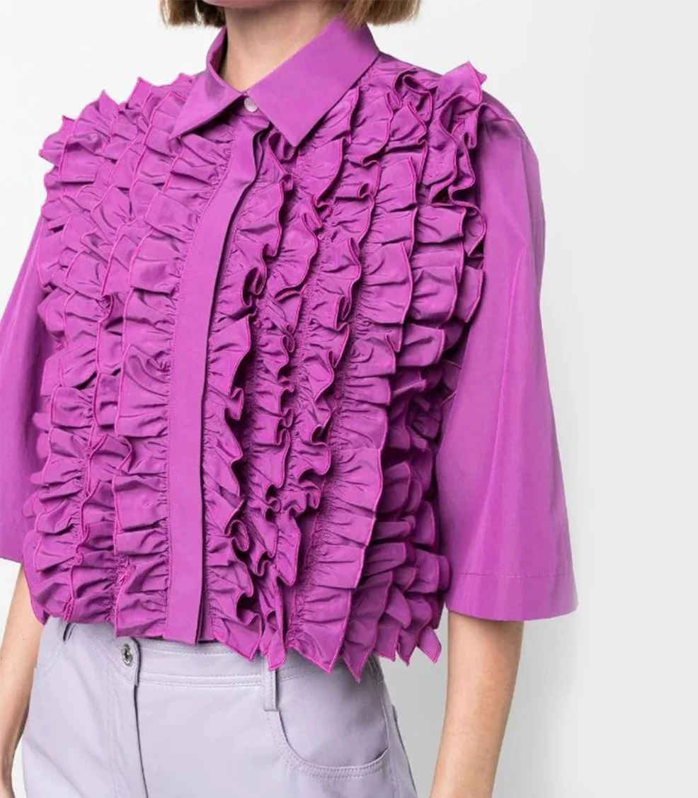 MSGM - Ruffled Cropped Blouse - Image 5