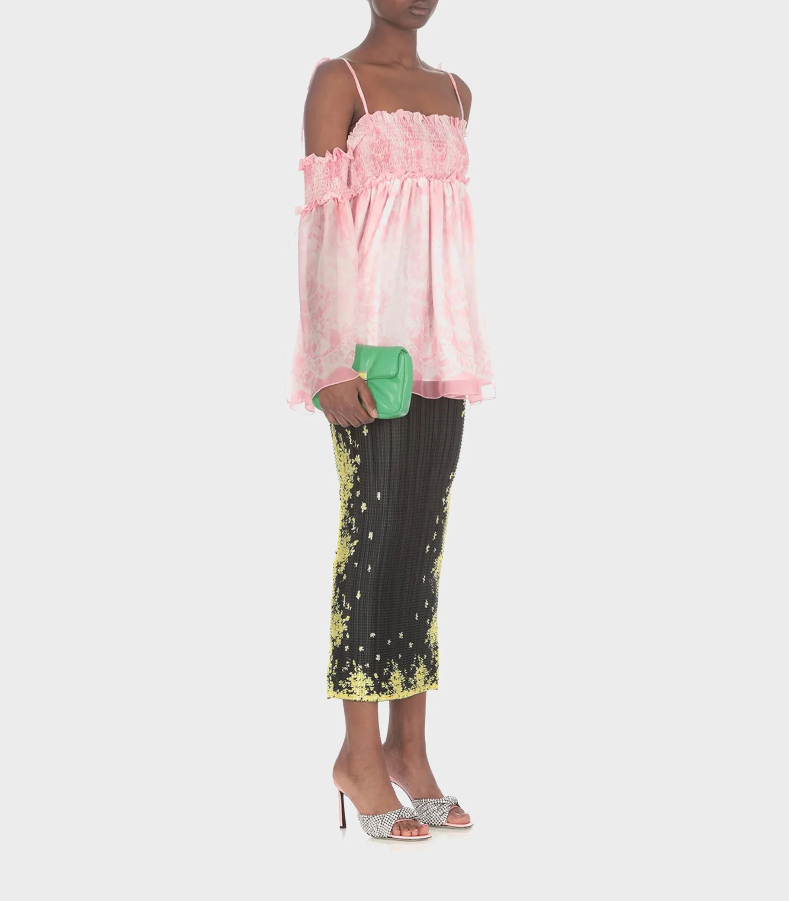 MSGM- Floral Printed Flared Hem Blouse - Image 4