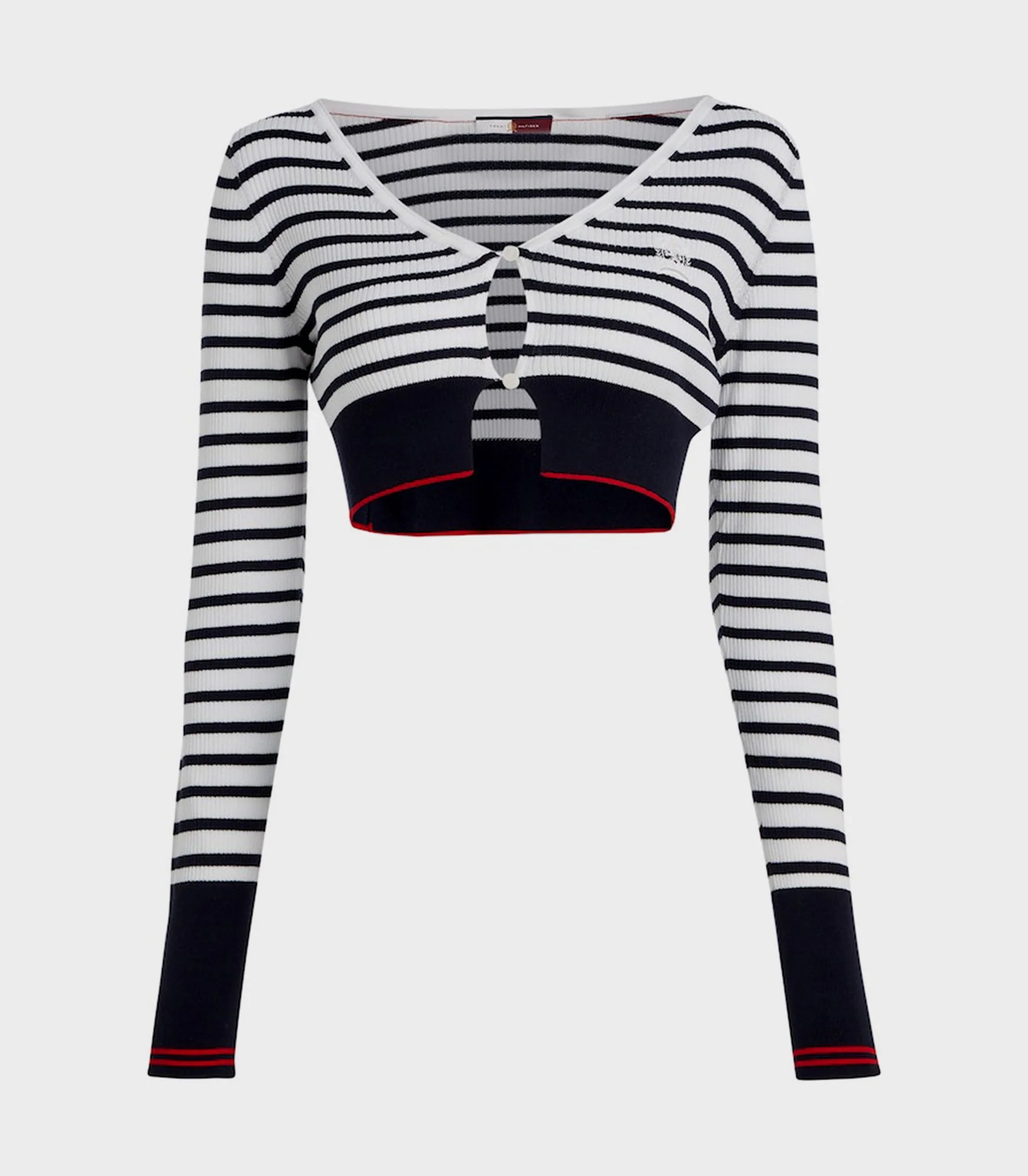 Tommy Hilfiger - Crest Breton Stripe Slim Cropped Cardigan - Image 2