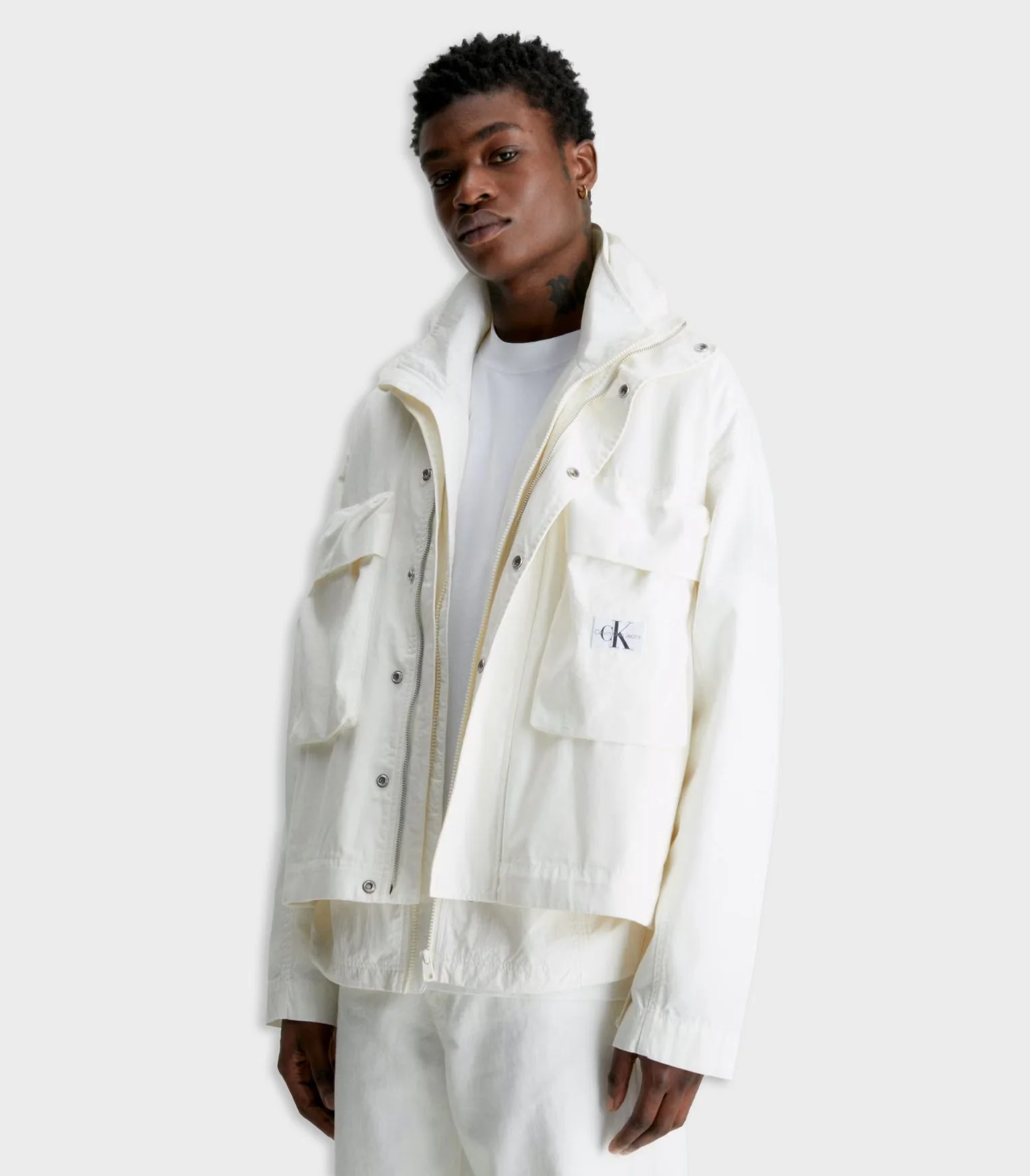 Calvin Klein Jeans - Men's Oversized Cropped Cotton Twill Zip Up Jacket - Image 6