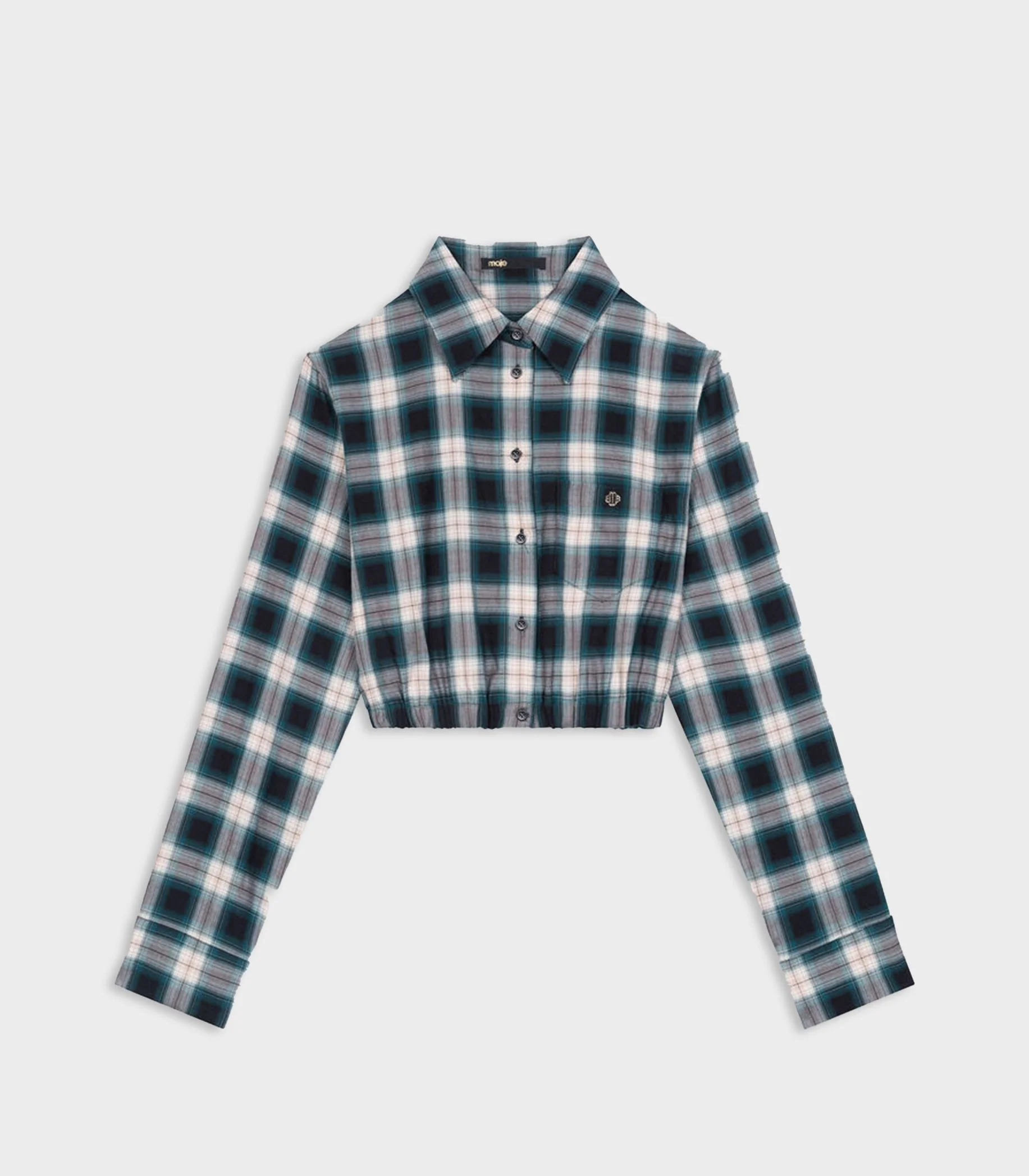 Maje - Cropped Checked Cotton Shirt - Image 2