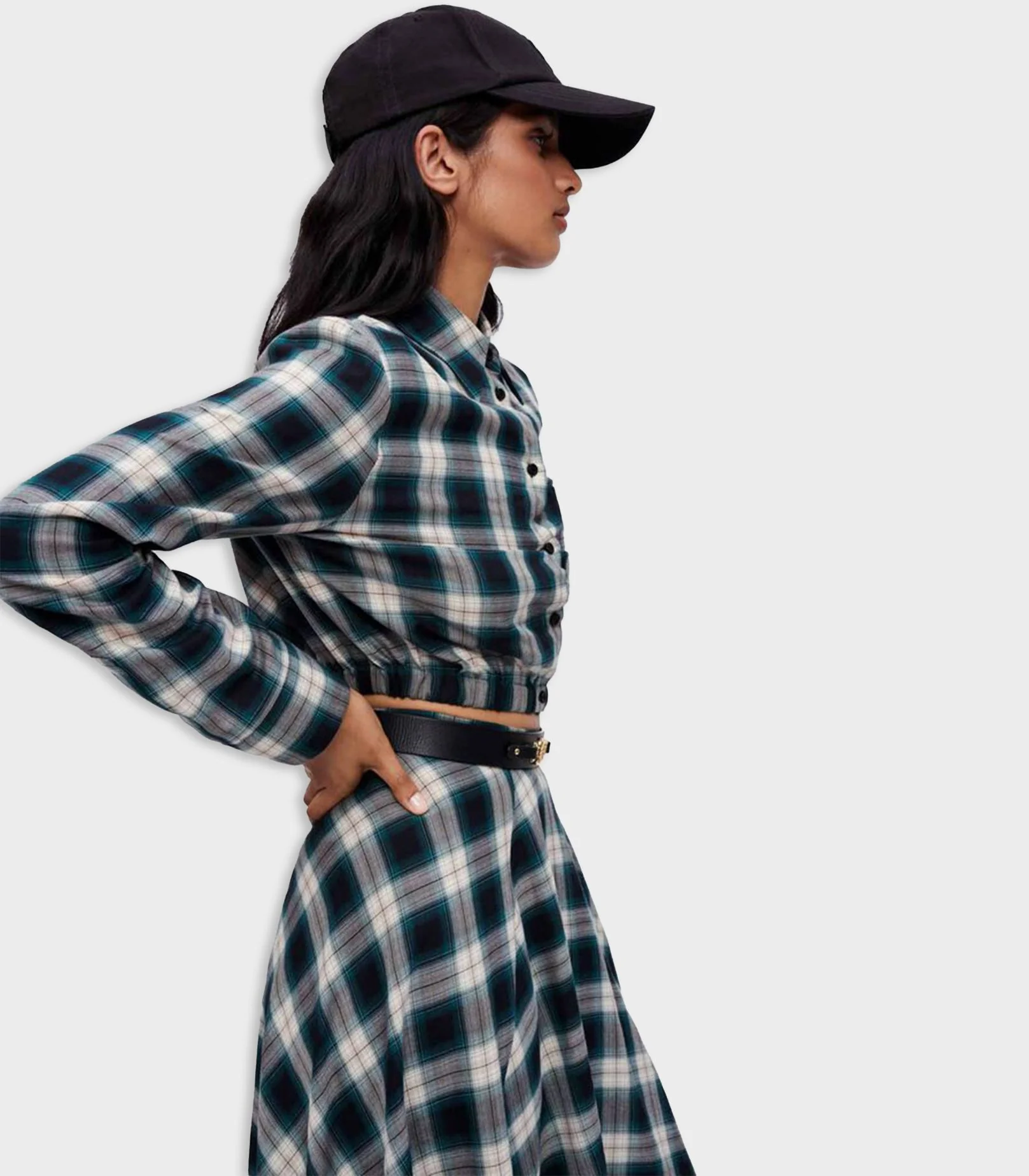 Maje - Cropped Checked Cotton Shirt - Image 3