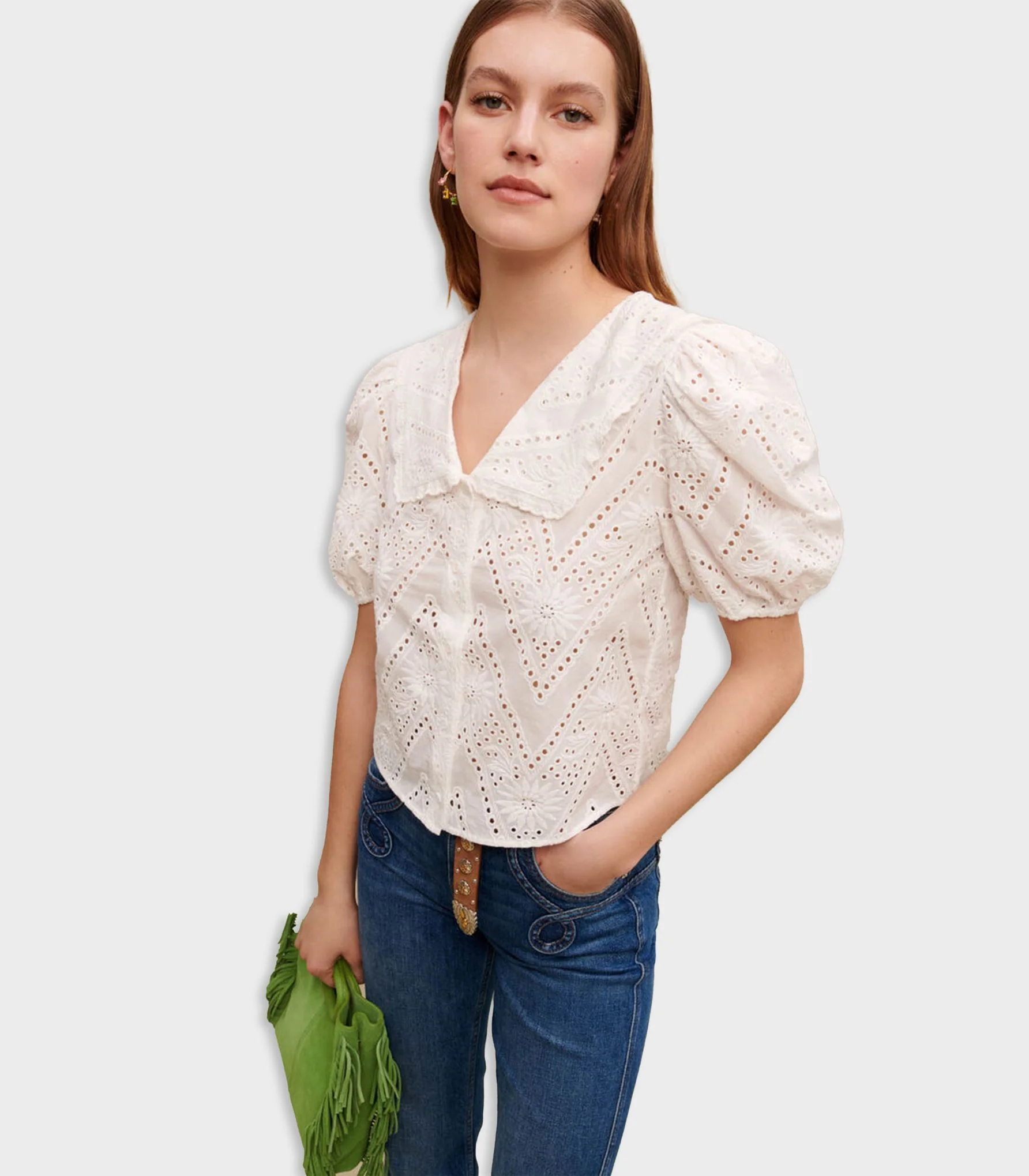 Maje - Embroidered Cropped Shirt - Image 4