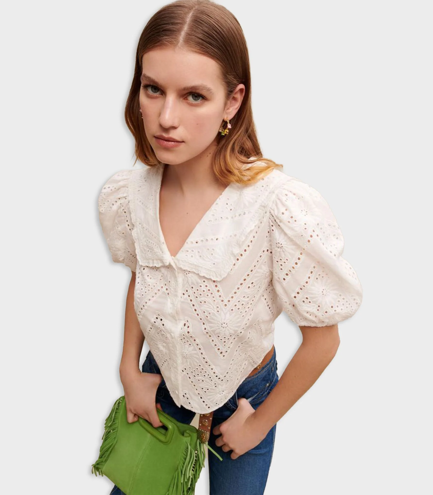 Maje - Embroidered Cropped Shirt - Image 5