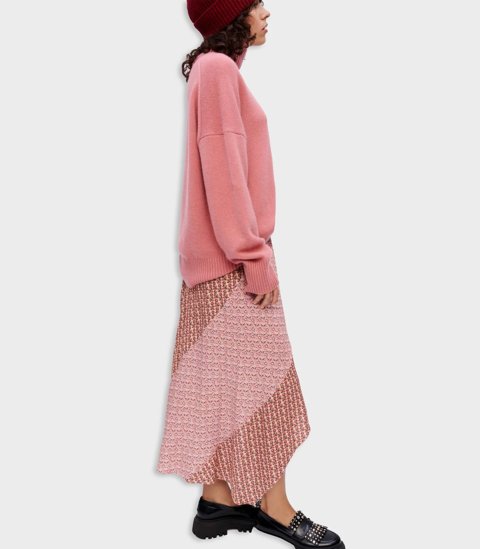 Maje -Asymmetric Skirt With Mixed Prints - Image 5