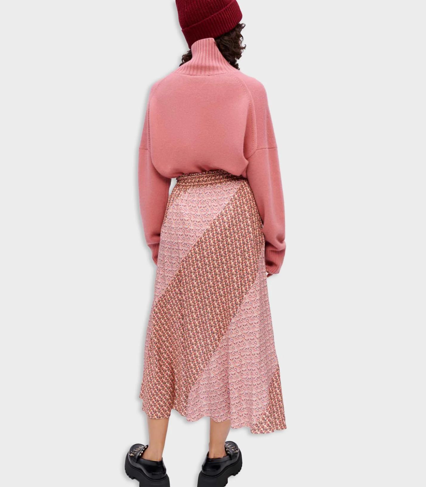 Maje -Asymmetric Skirt With Mixed Prints - Image 8