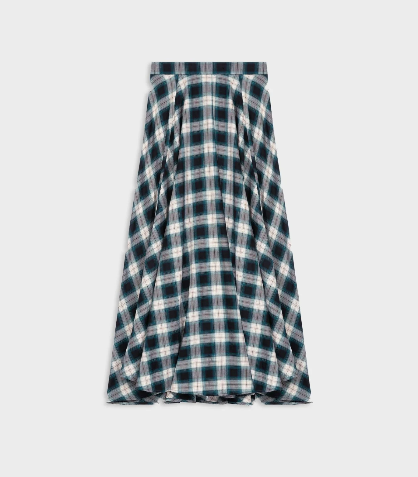 Maje - Green And White Checked Cotton, Loose-Fitting Skirt - Image 2