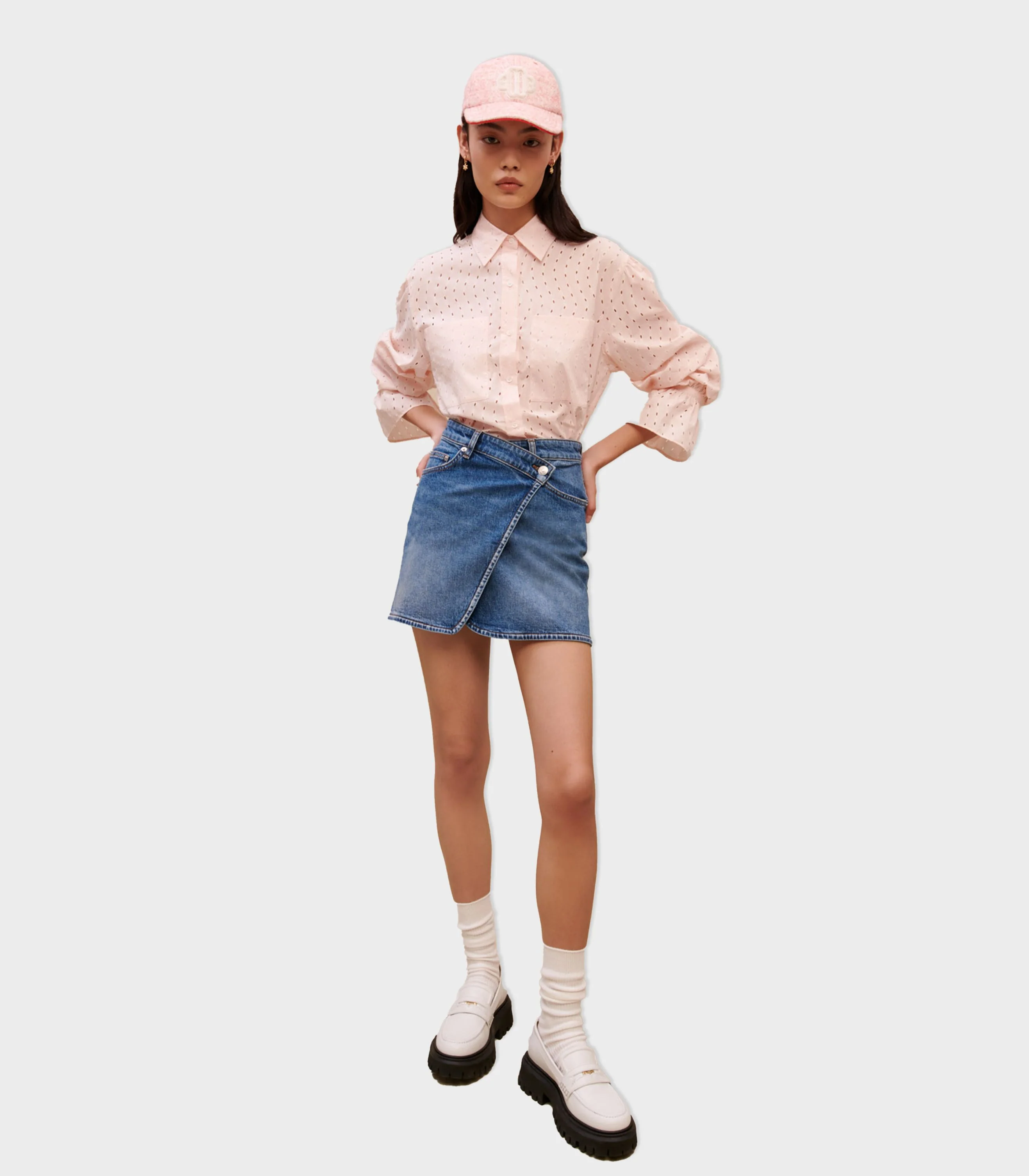 Maje - Crossover Waist Denim Skirt - Image 2
