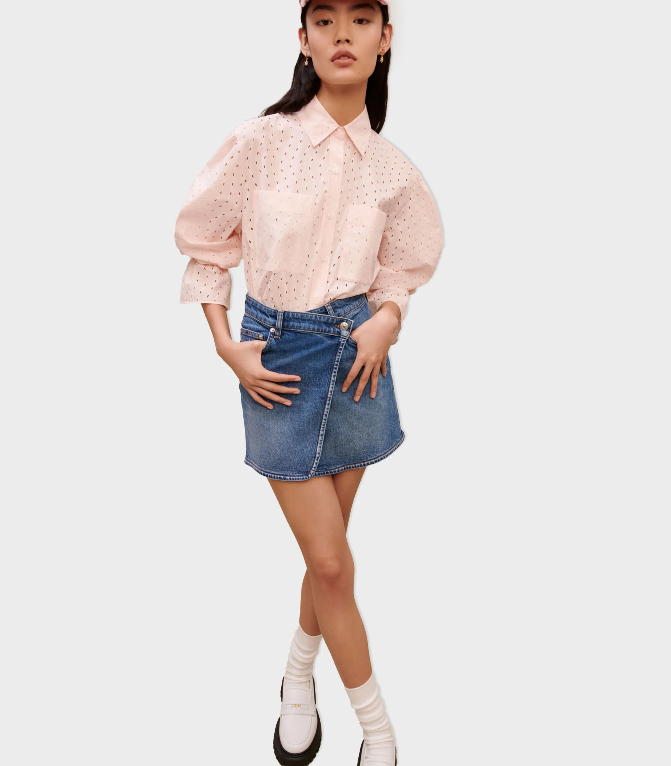 Maje - Crossover Waist Denim Skirt - Image 4