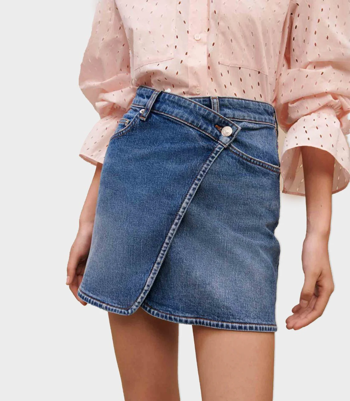 Maje - Crossover Waist Denim Skirt - Image 5