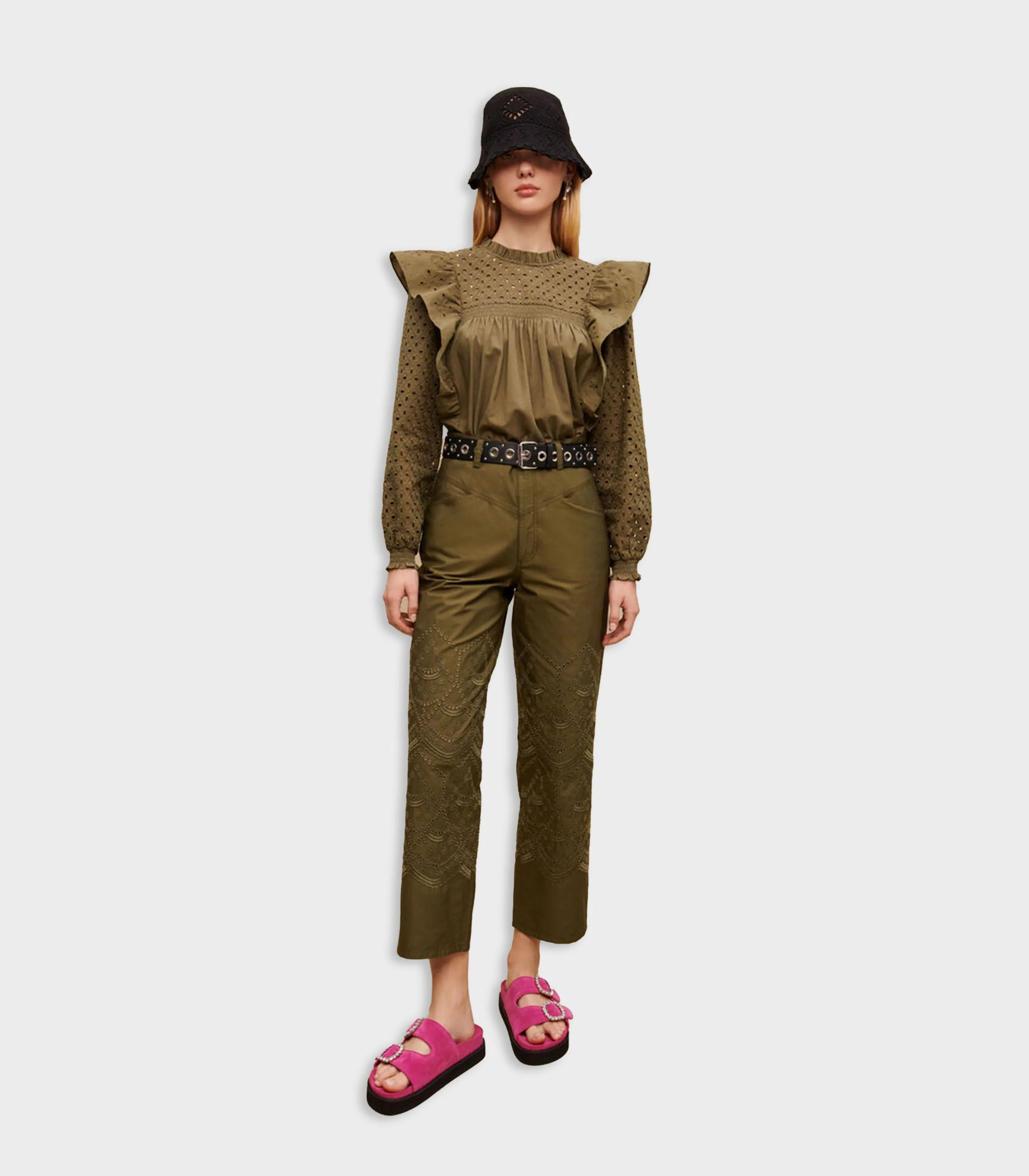 Maje - Embroidered Cotton Pants - Image 2