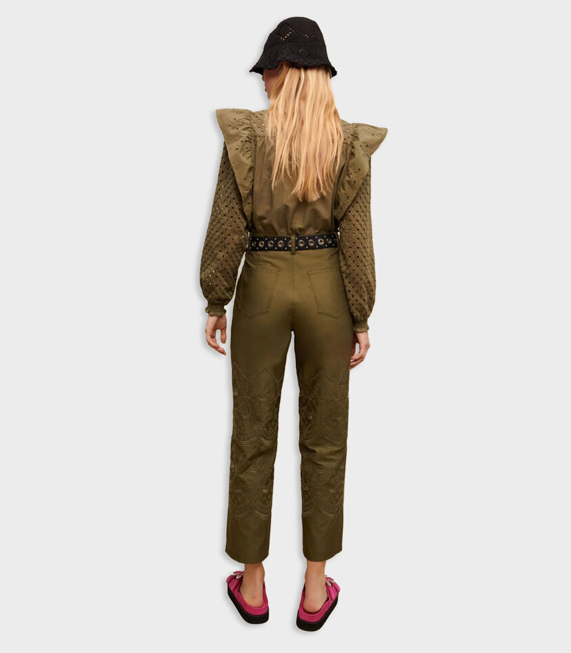 Maje - Embroidered Cotton Pants - Image 3