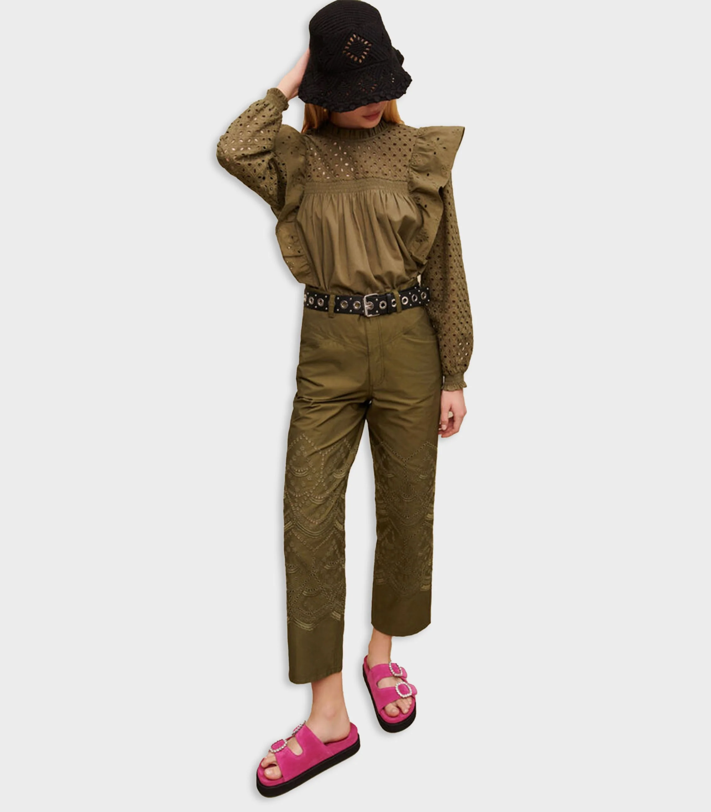 Maje - Embroidered Cotton Pants - Image 4
