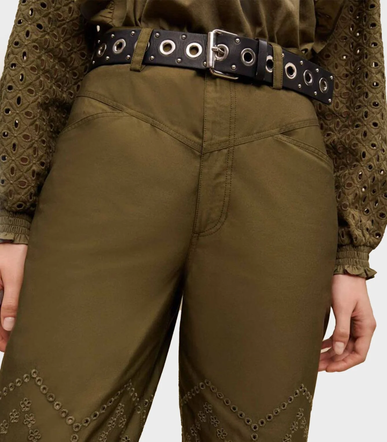 Maje - Embroidered Cotton Pants - Image 5