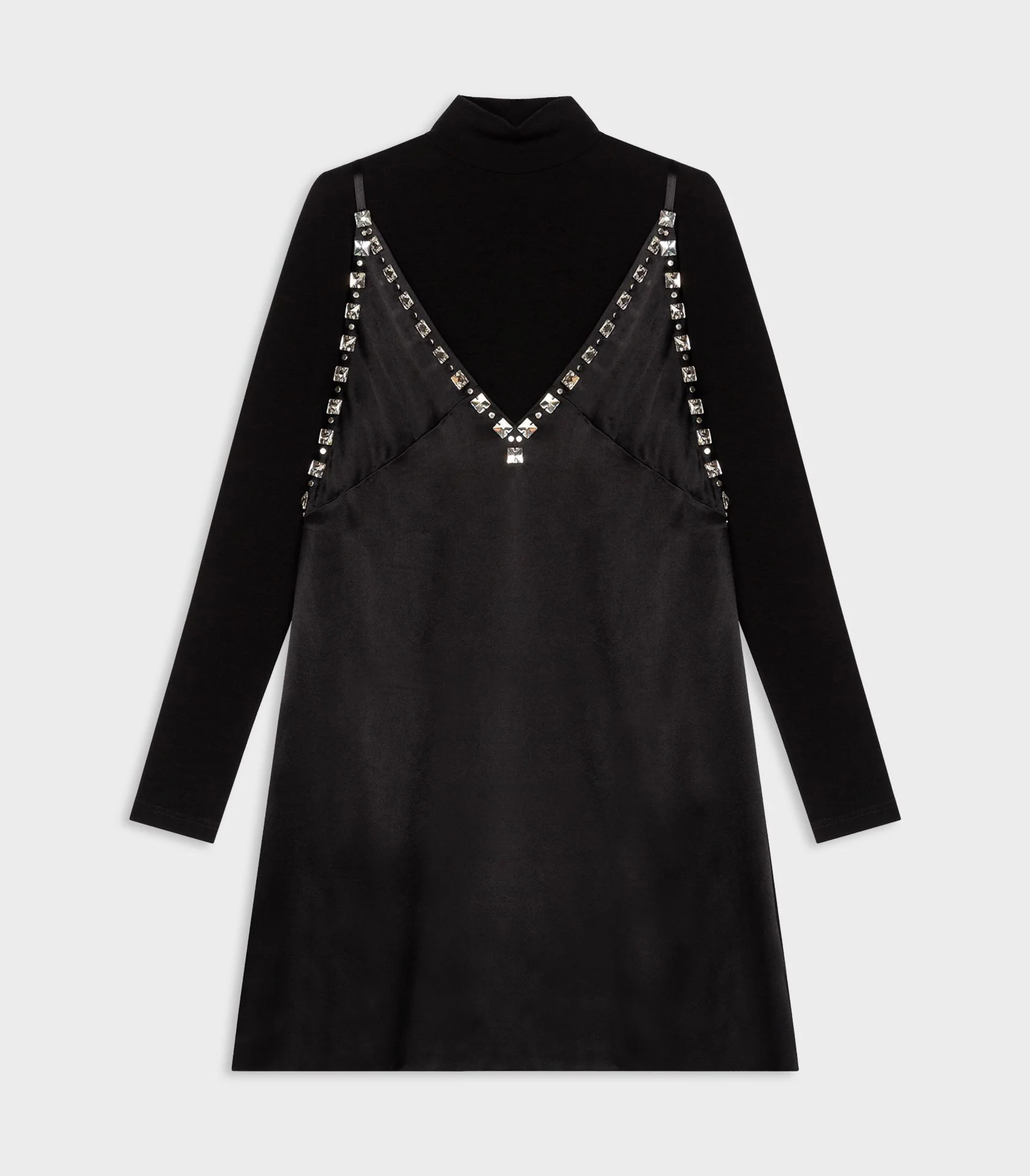 Maje - Satin Dress With Jeweled Strap - Image 3