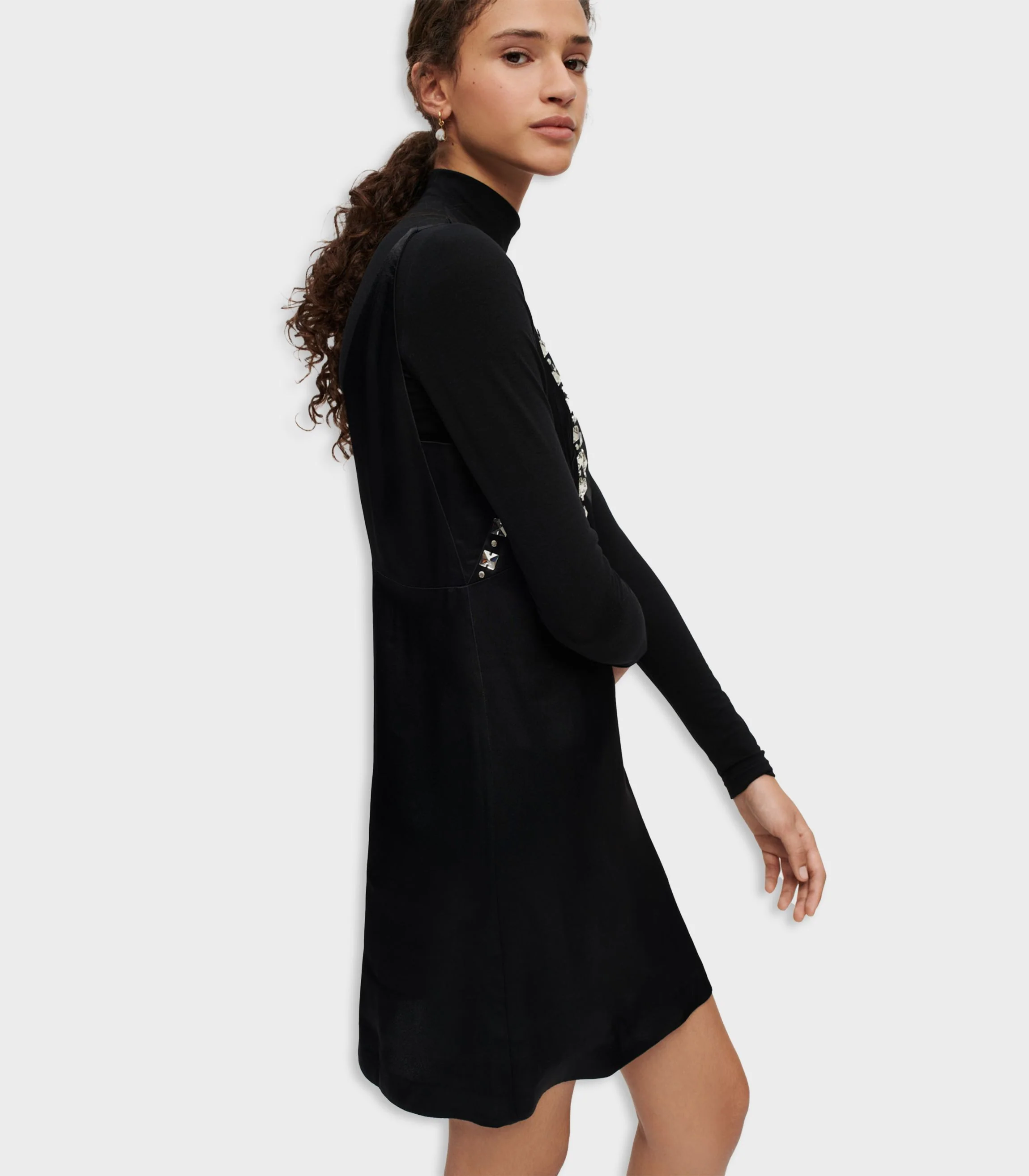 Maje - Satin Dress With Jeweled Strap - Image 6