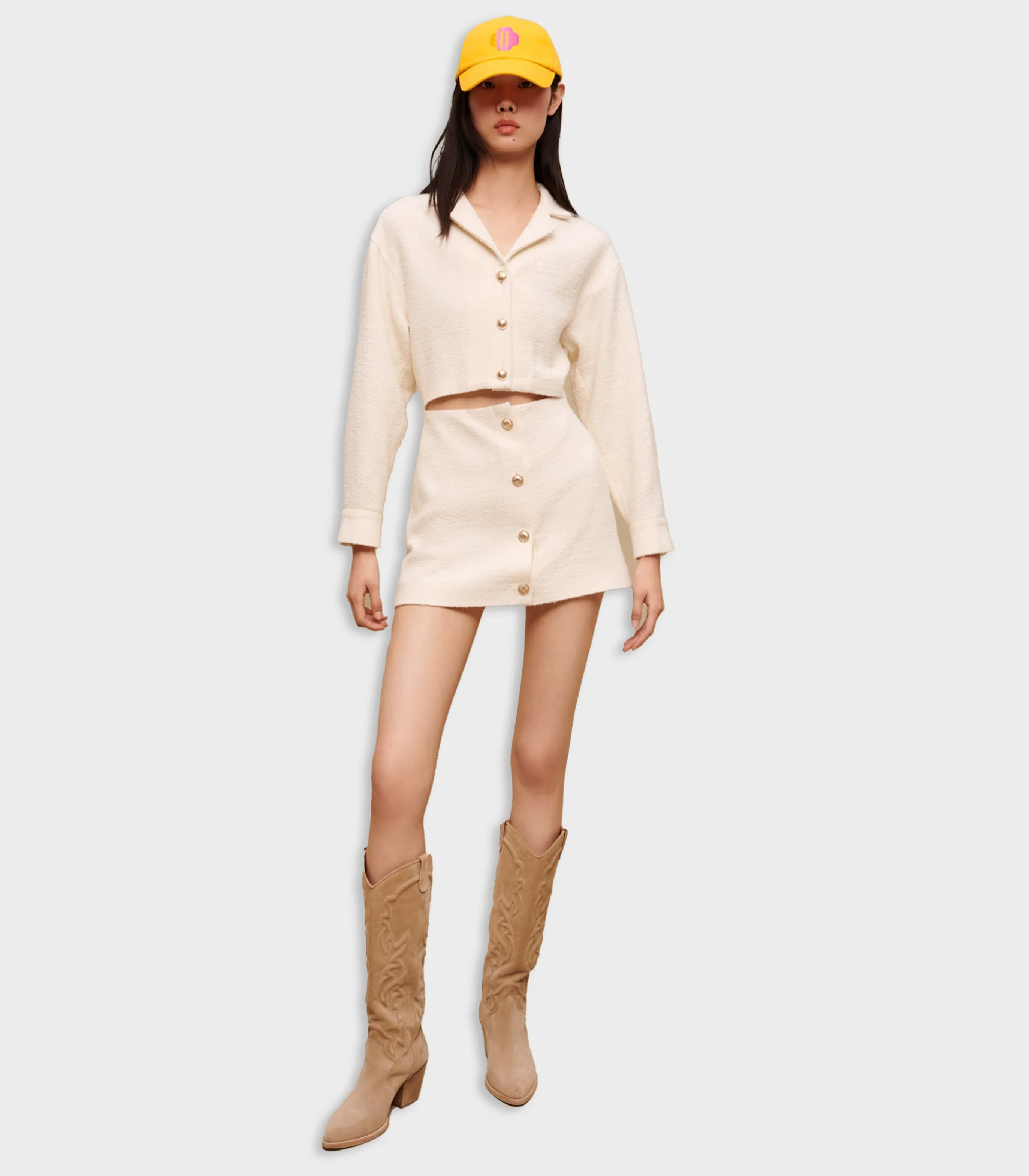 Maje - Textured Tweed Dress With Front Opening - Image 3