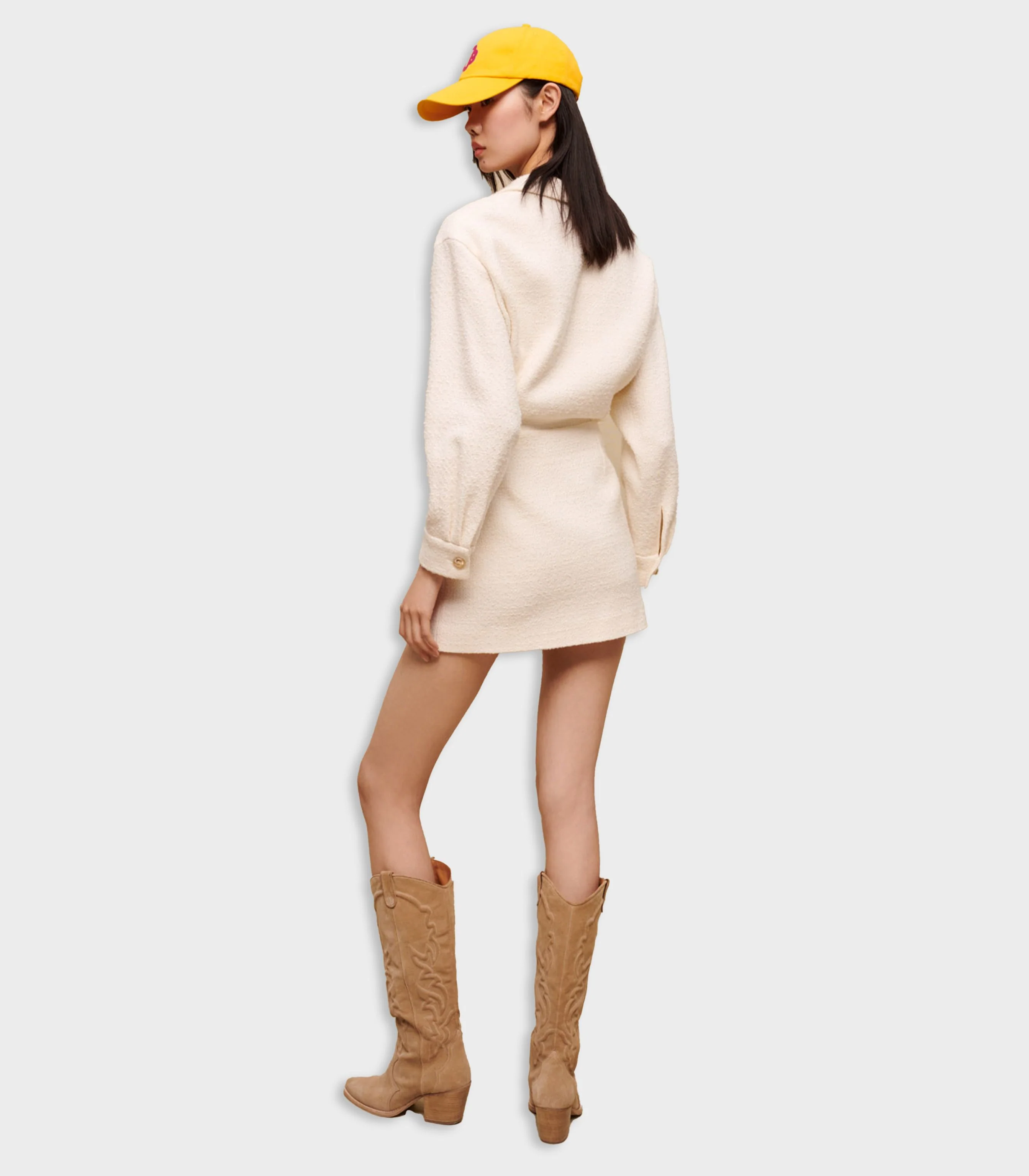 Maje - Textured Tweed Dress With Front Opening - Image 4