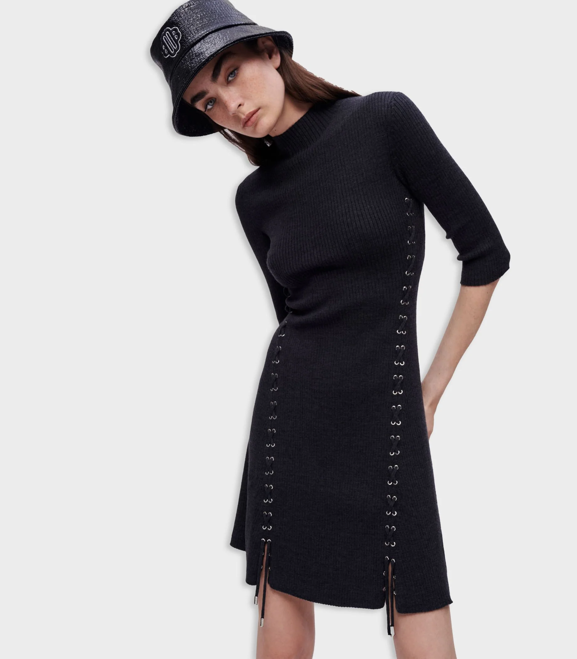 Maje - Knit Dress With Metal Eyelets - Image 2
