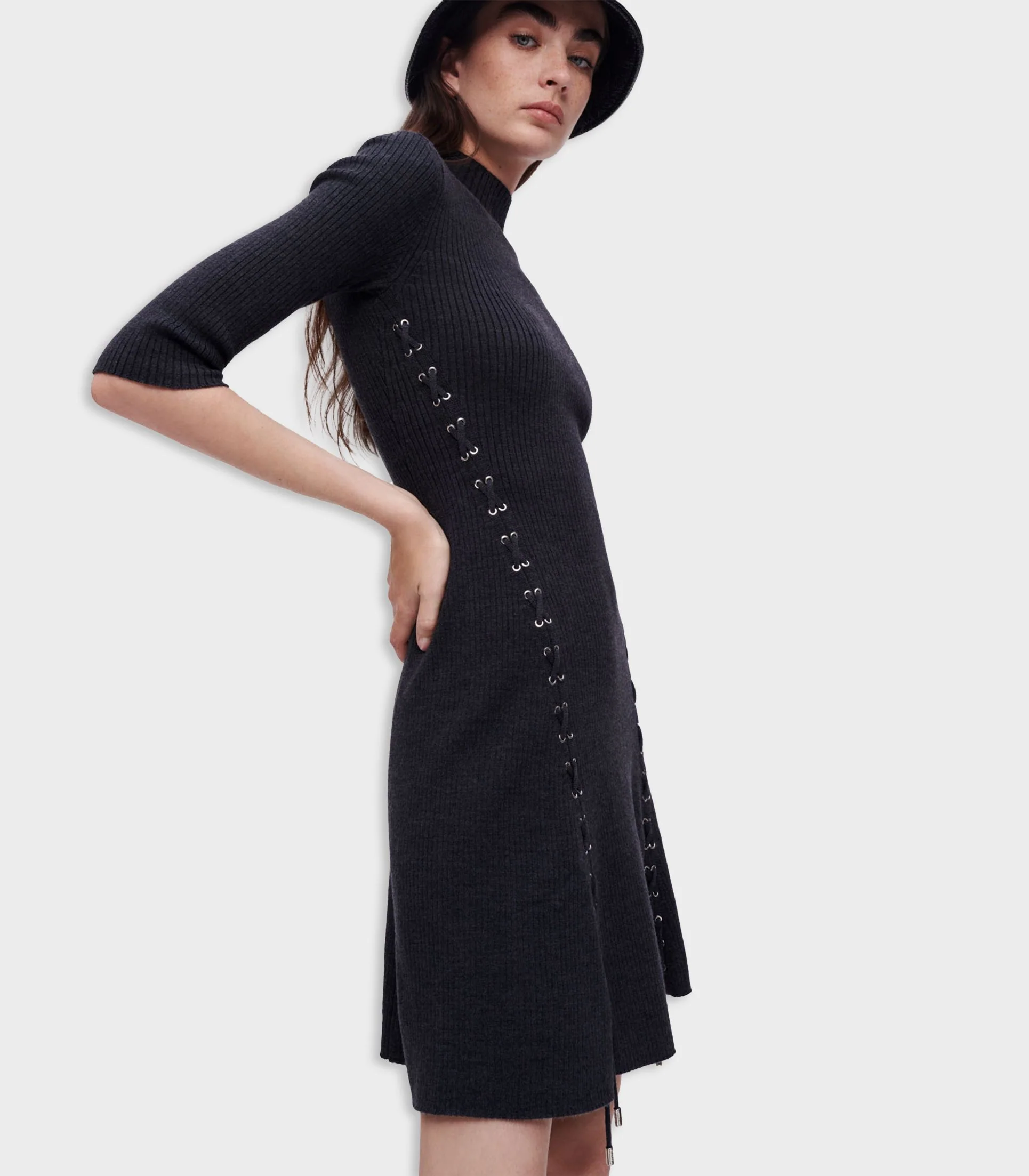 Maje - Knit Dress With Metal Eyelets - Image 4