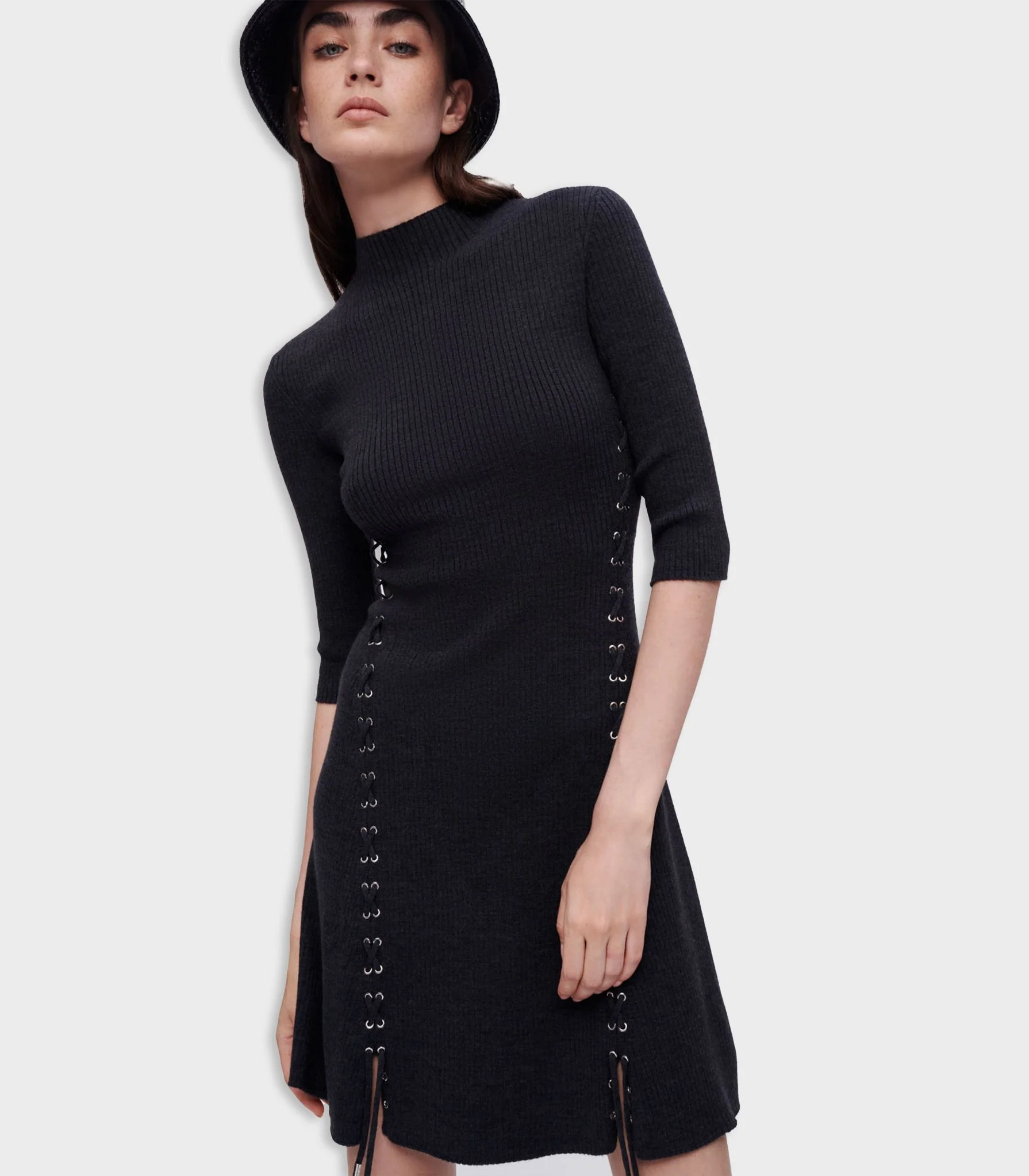 Maje - Knit Dress With Metal Eyelets - Image 5