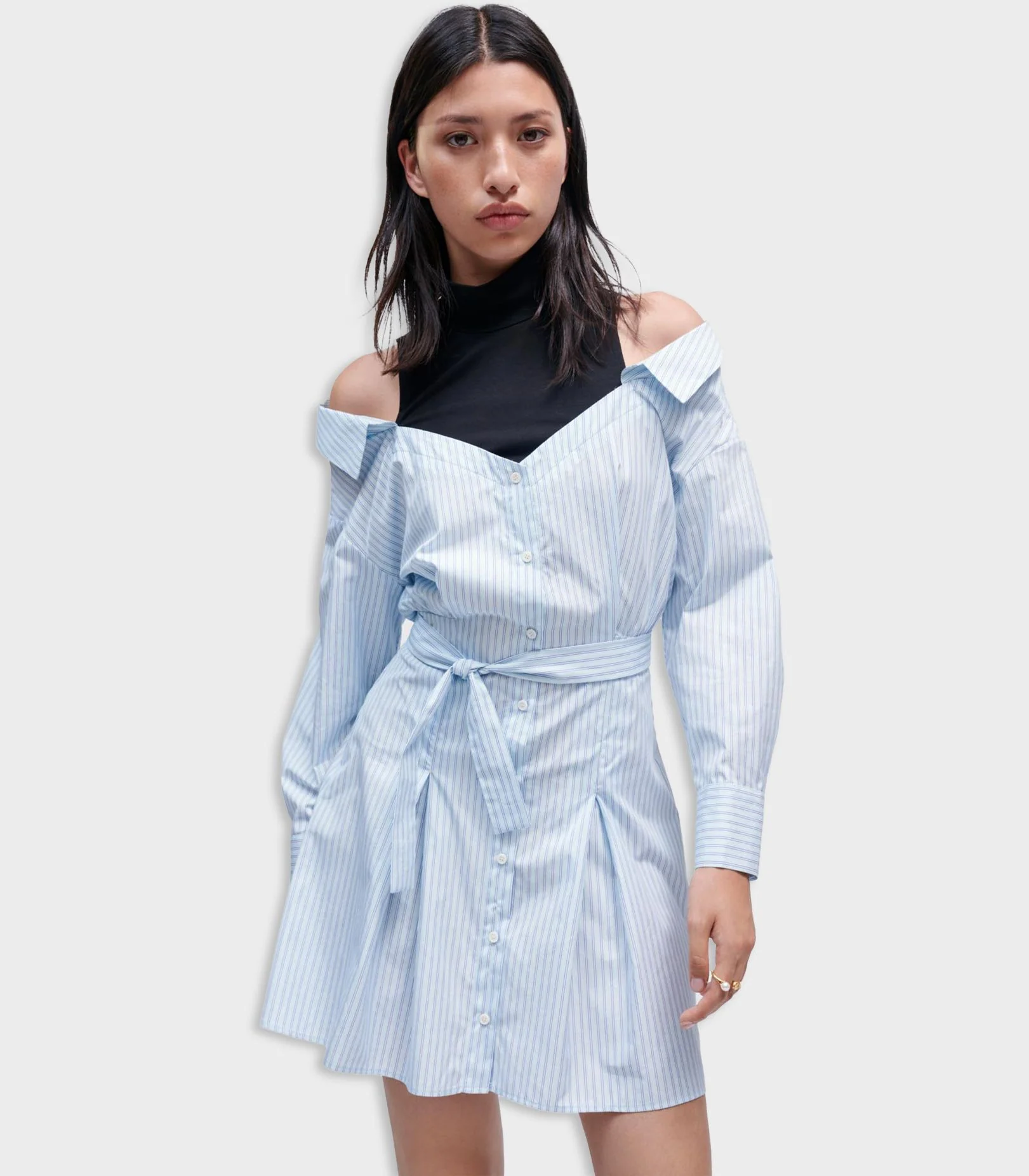 Maje - Trompe-L’Oeil Striped Shirt Dress - Image 3
