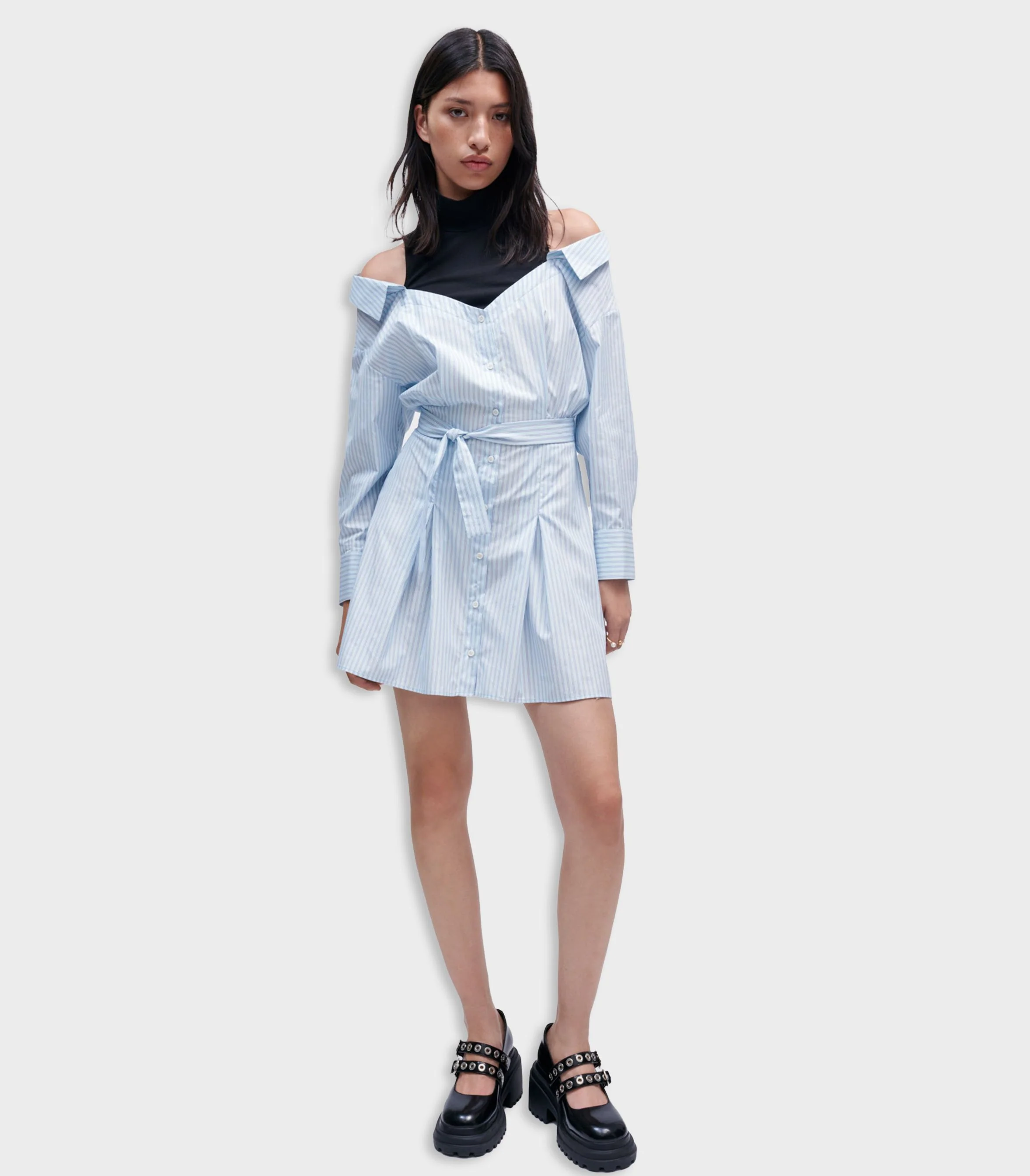 Maje - Trompe-L’Oeil Striped Shirt Dress - Image 8