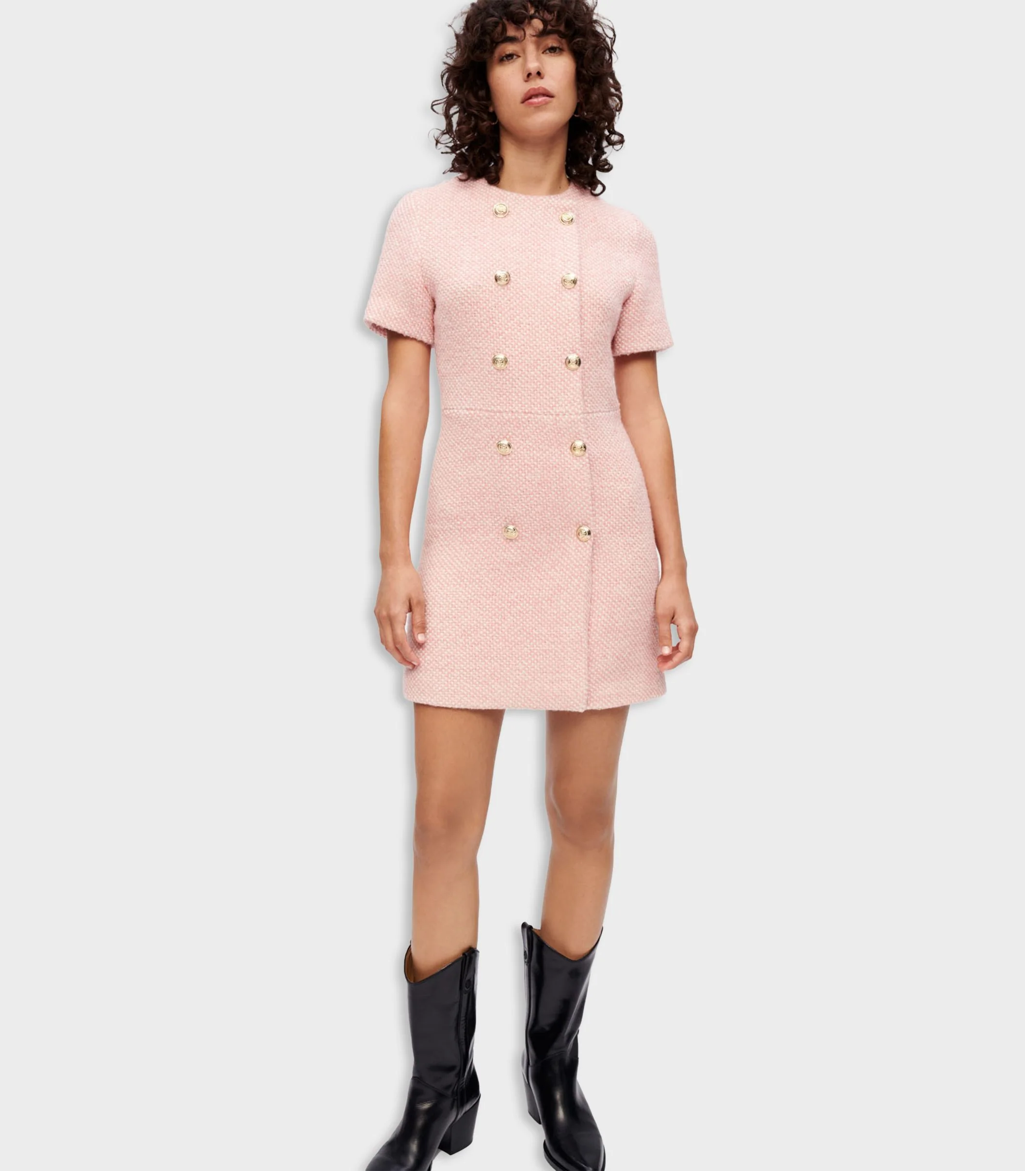 Maje - Pink And Ecru Marl Tweed Dress - Image 2