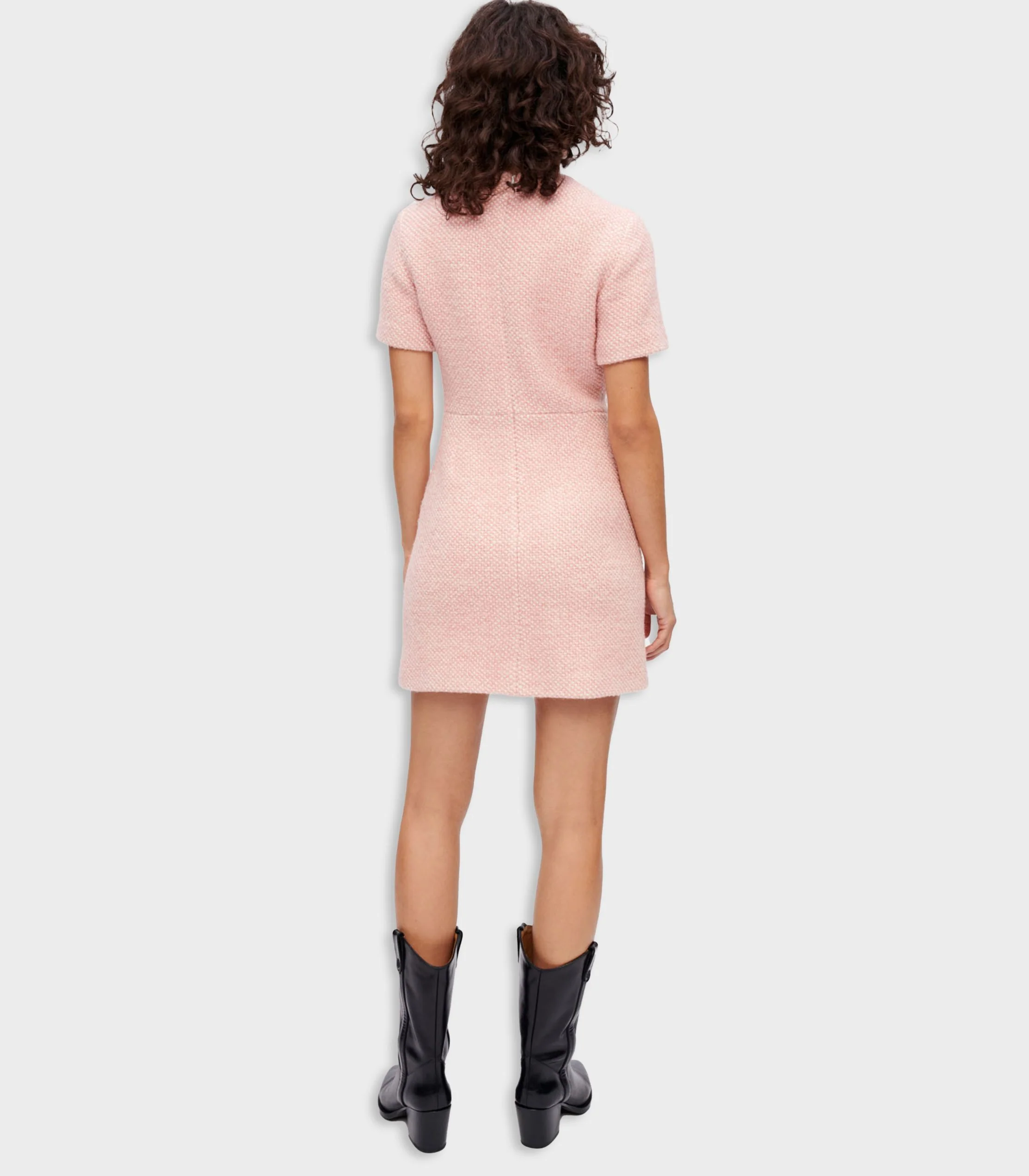 Maje - Pink And Ecru Marl Tweed Dress - Image 6