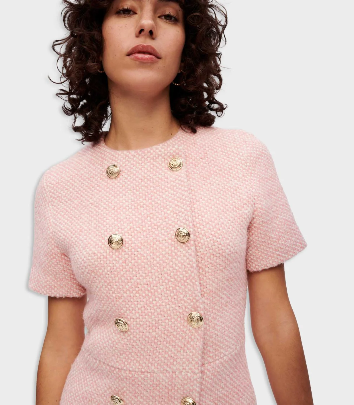Maje - Pink And Ecru Marl Tweed Dress - Image 9