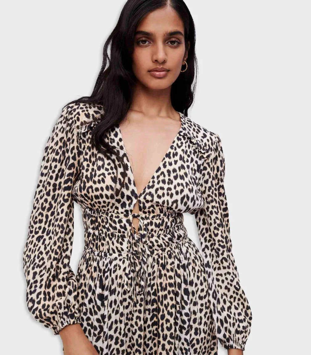 Maje - Long Leopard-Print Viscose Dress - Image 10