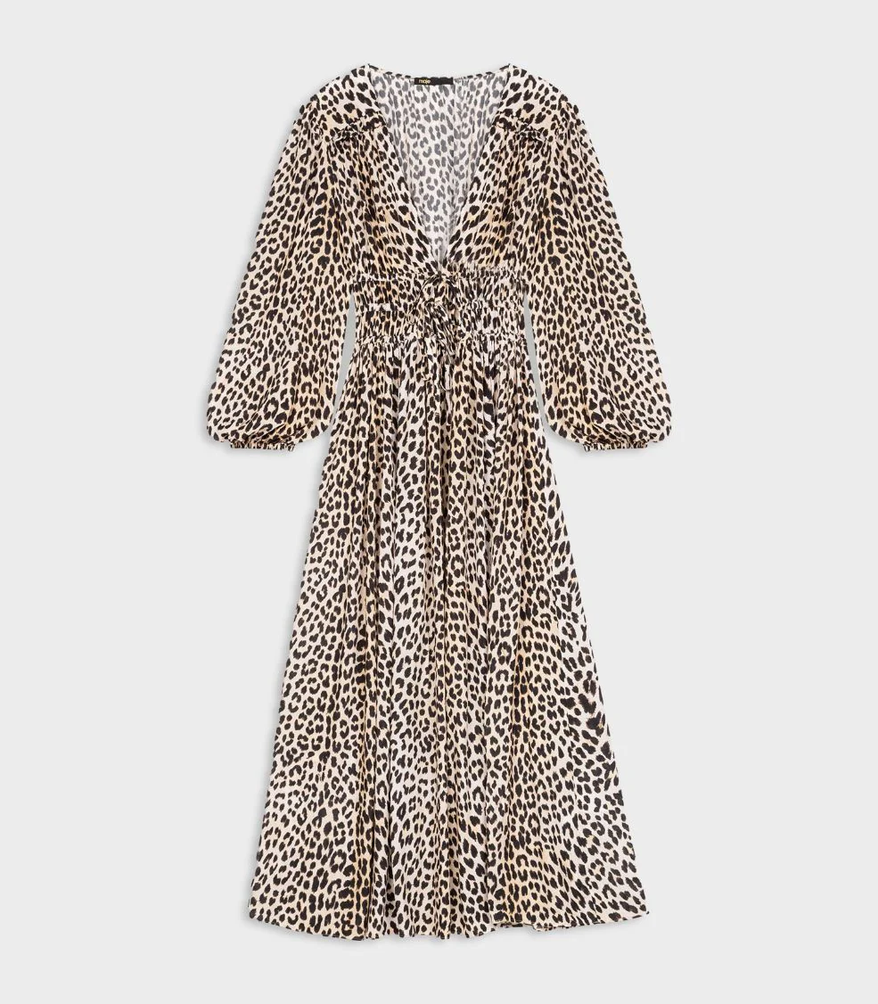 Maje - Long Leopard-Print Viscose Dress - Image 2