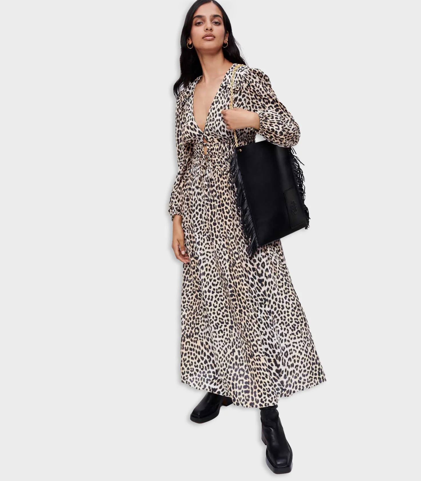 Maje - Long Leopard-Print Viscose Dress - Image 3