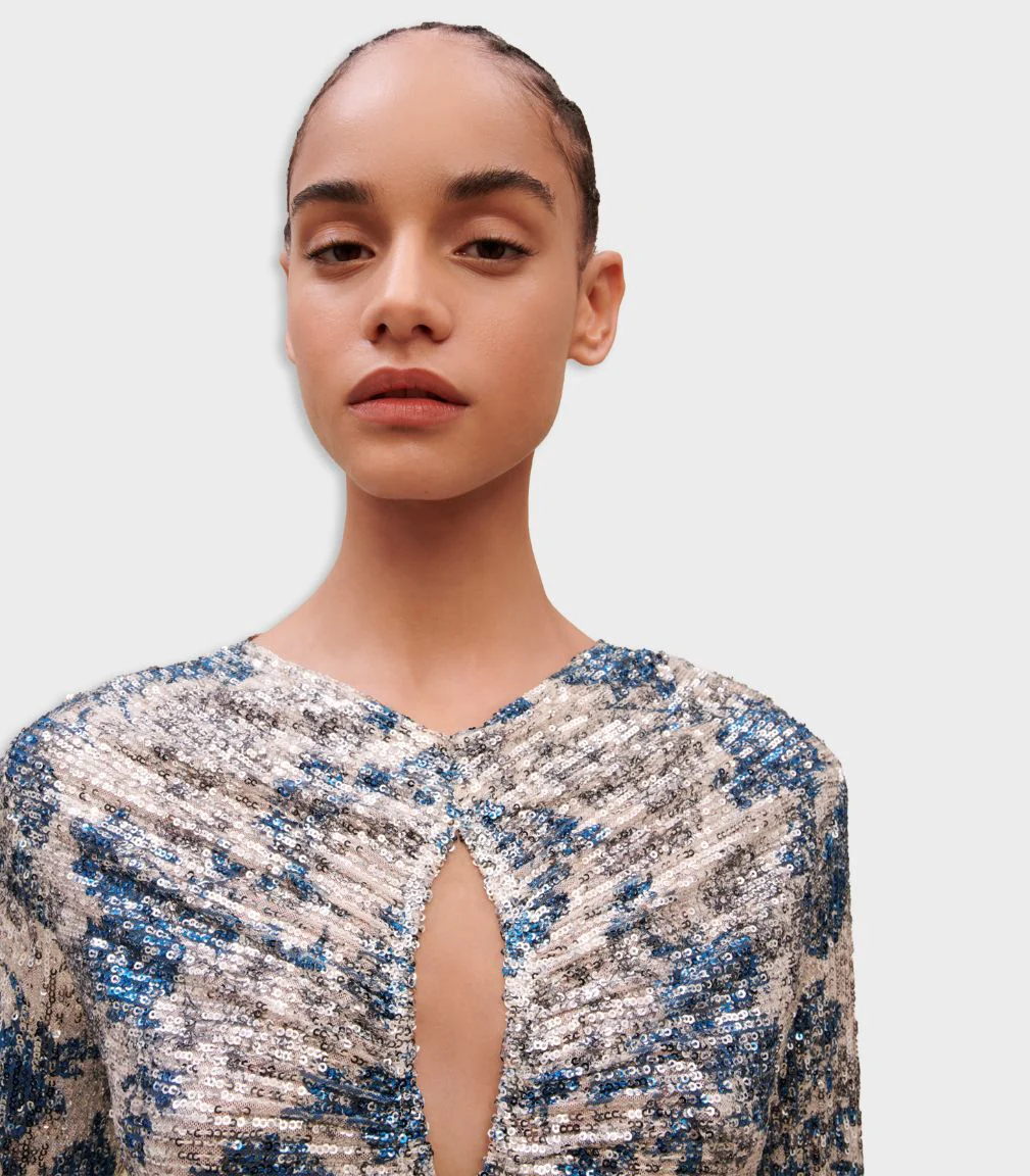 Maje - Draped Sequinned Dress - Image 9