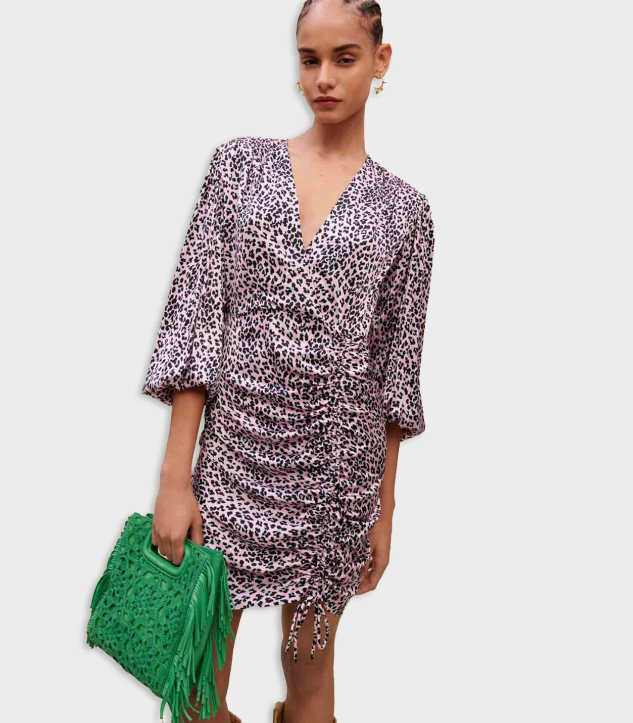 Maje - Draped Leopard-Print Dress - Image 3