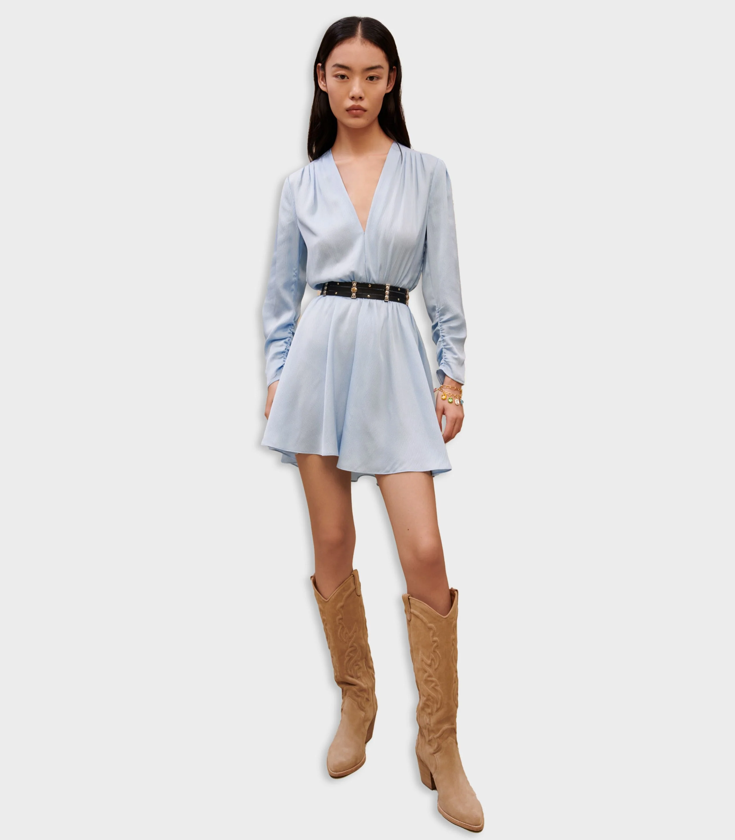 Maje - Cinched Sky Blue Dress - Image 4