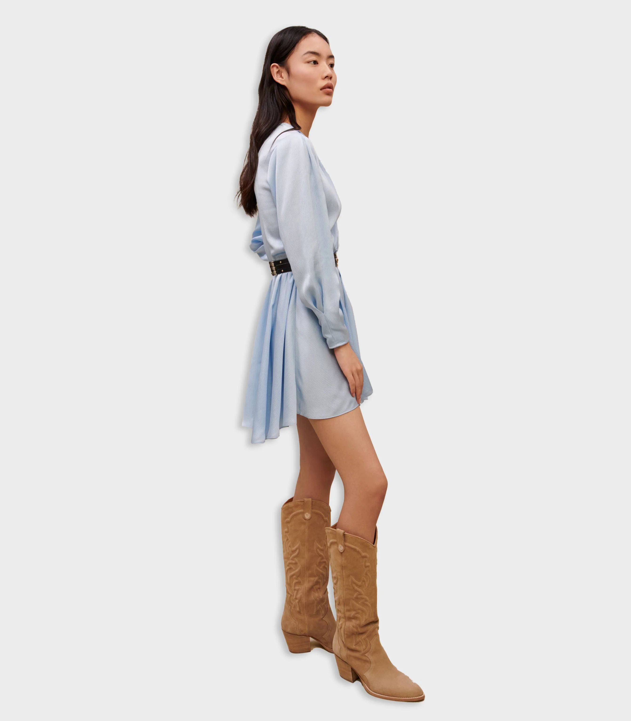 Maje - Cinched Sky Blue Dress - Image 8