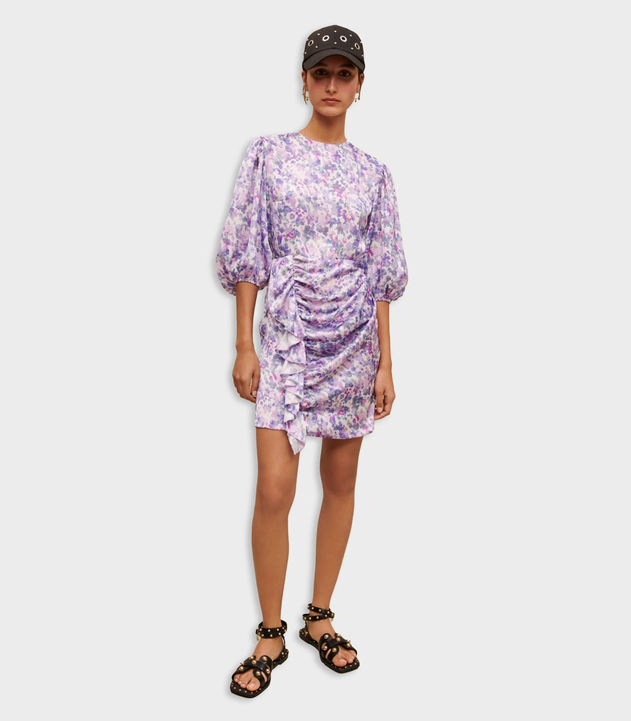 Maje - Floral Draped Short Dress - Image 4