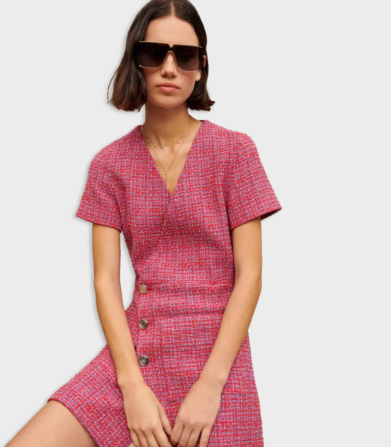 Maje - Short Tweed Dress With Open Back - Image 4