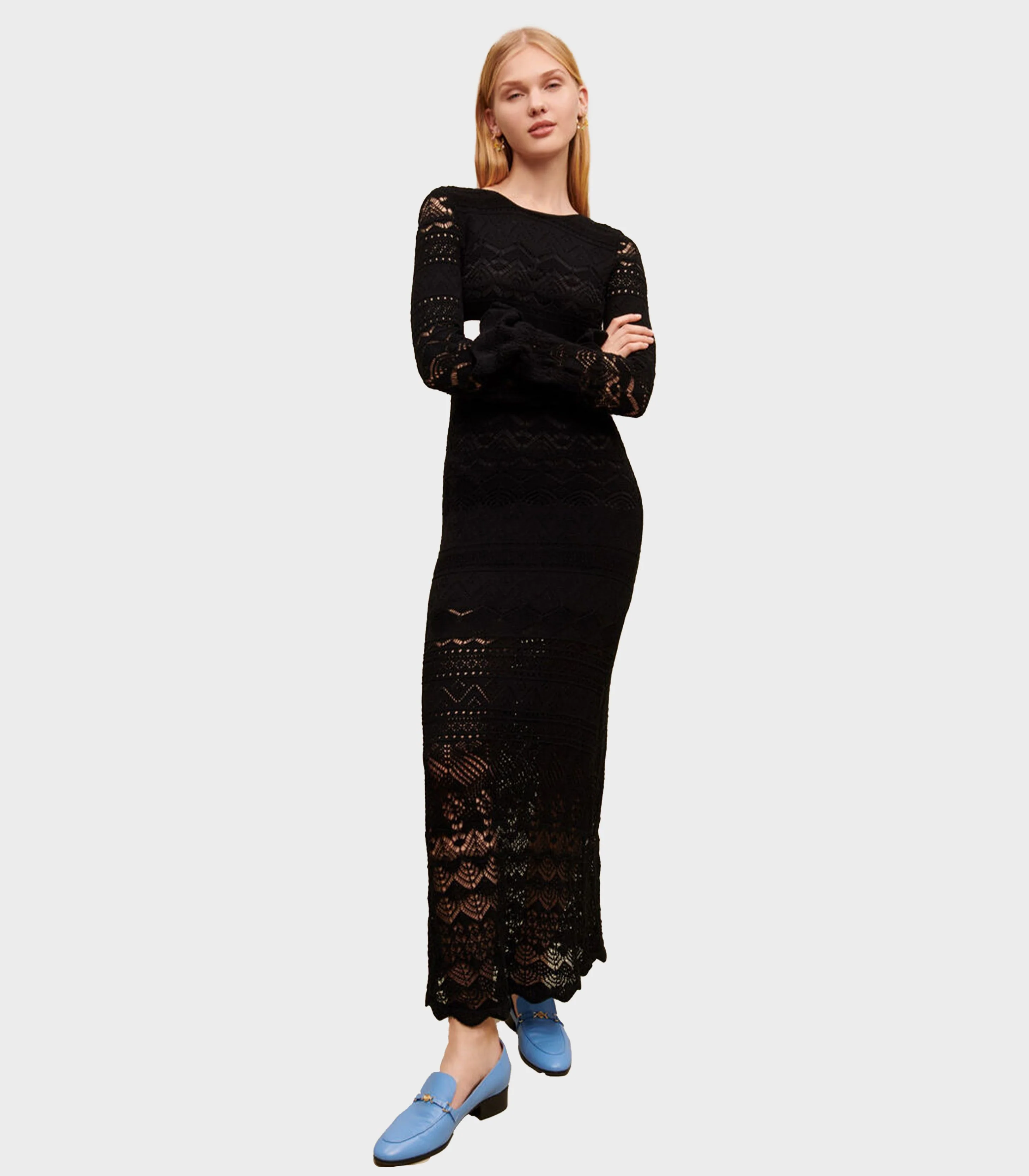 Maje - Long Openwork Knit Dress - Image 3