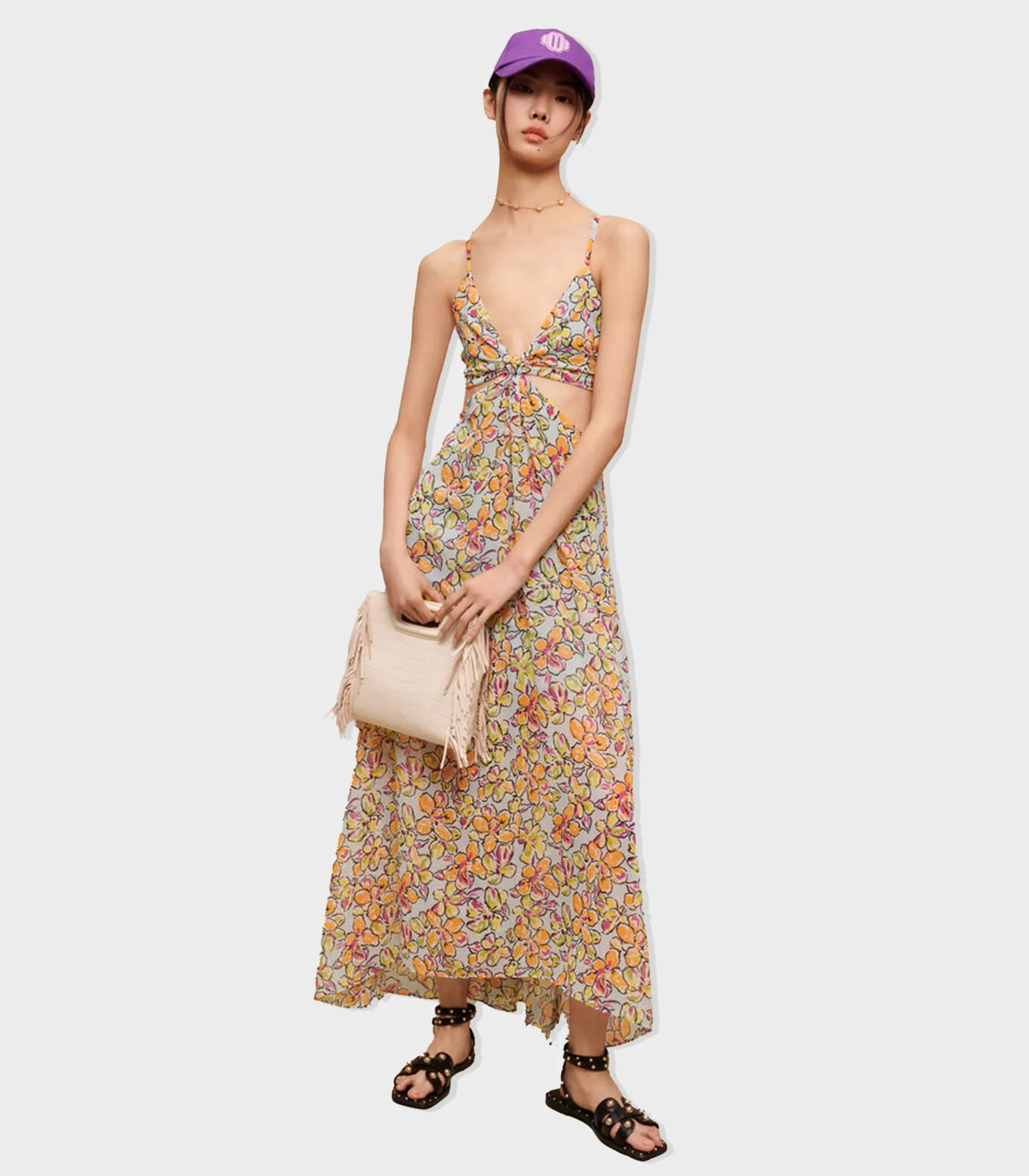 Maje - Long Floral Dress With Cut-Outs - Image 2
