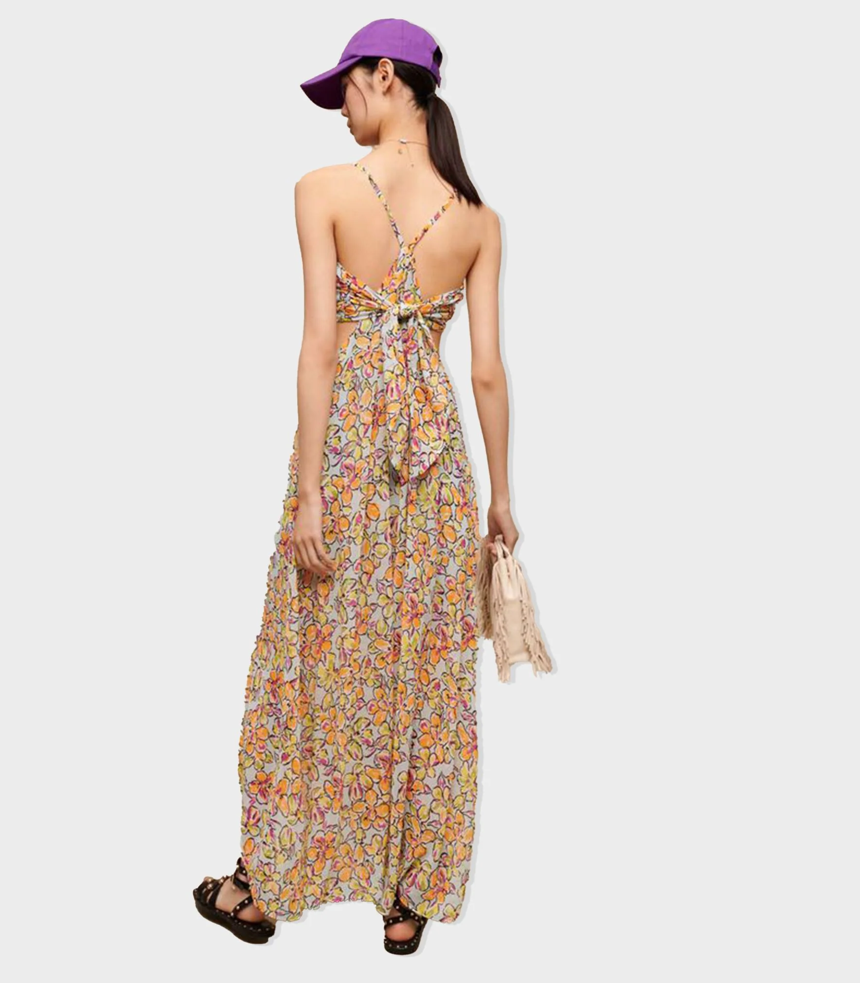 Maje - Long Floral Dress With Cut-Outs - Image 3