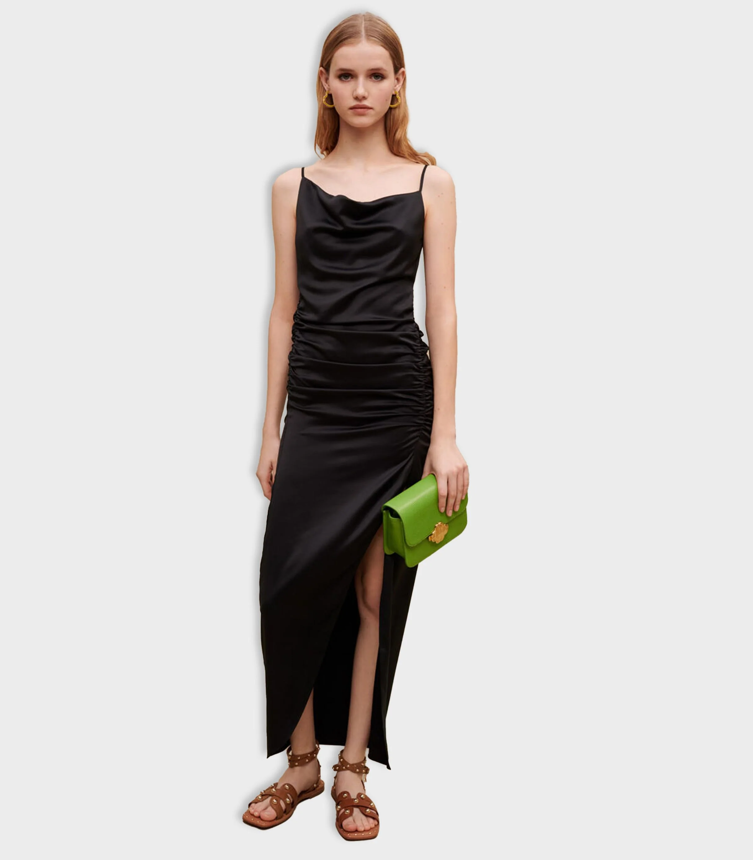 Maje - Long Draped Slit Dress - Image 4