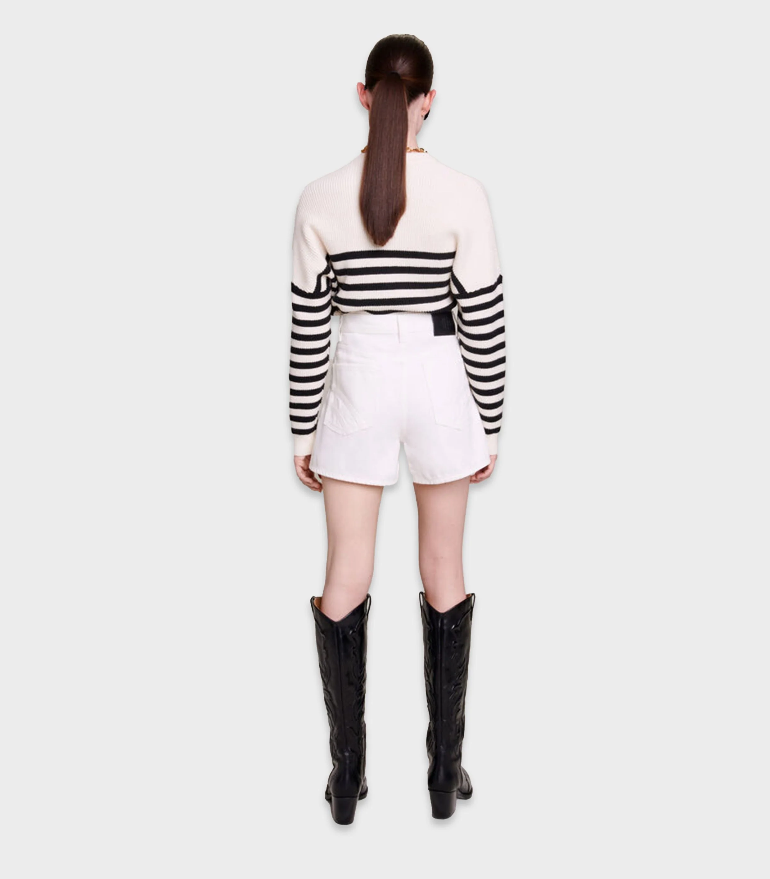 Maje - Embroidered Denim Shorts - Image 4