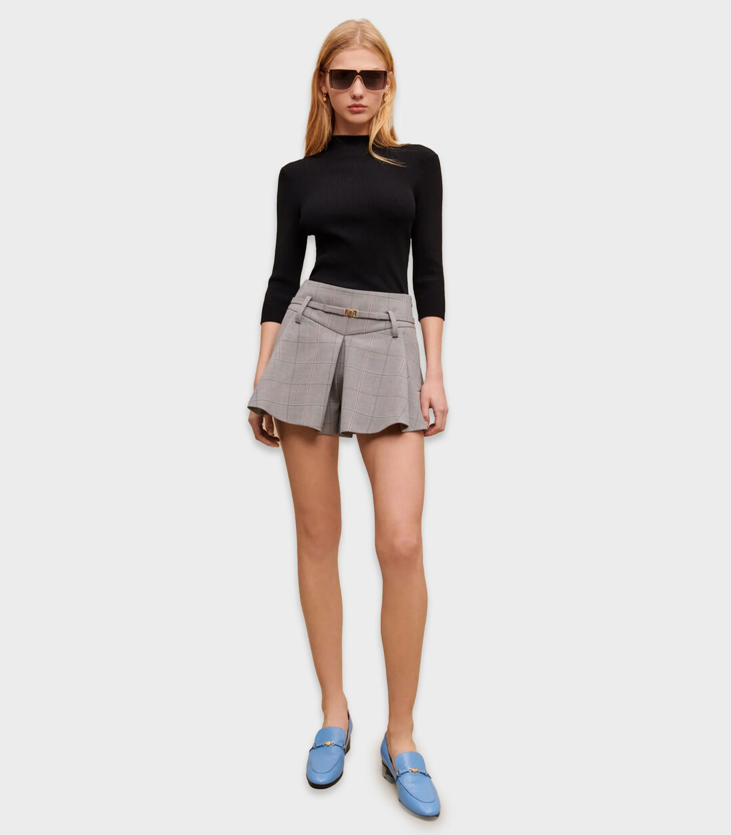 Maje - Women's  Grey Checked Mini Shorts - Image 2