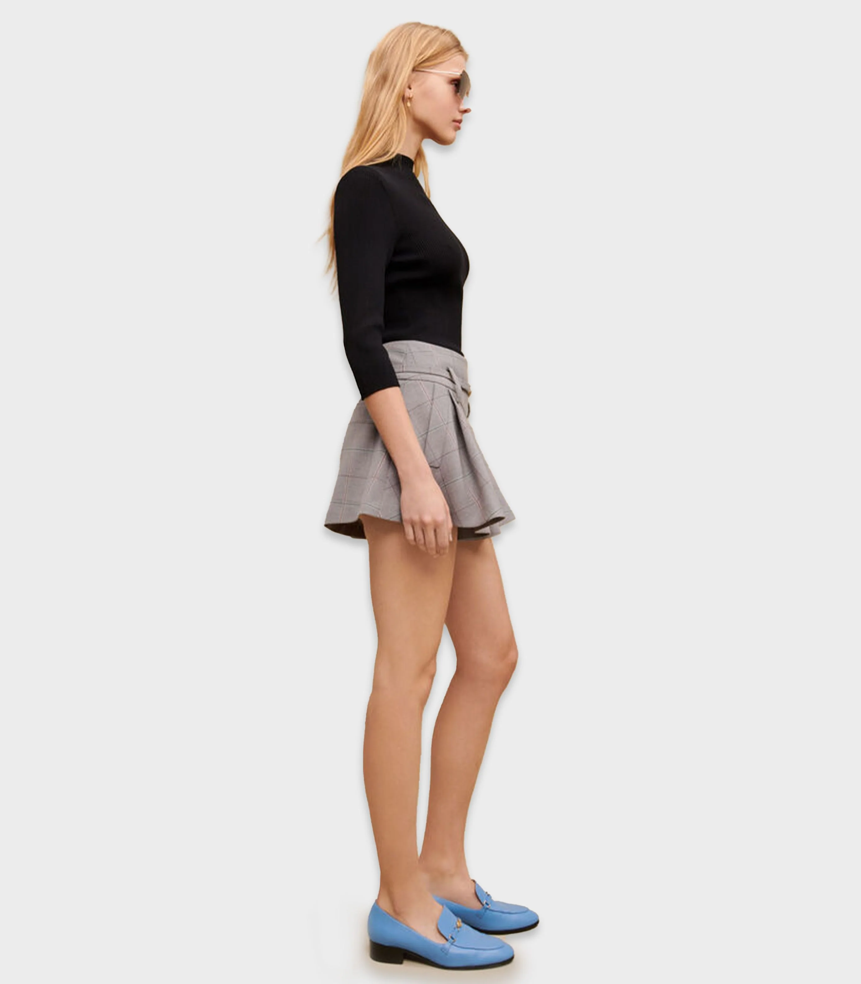 Maje - Women's  Grey Checked Mini Shorts - Image 4