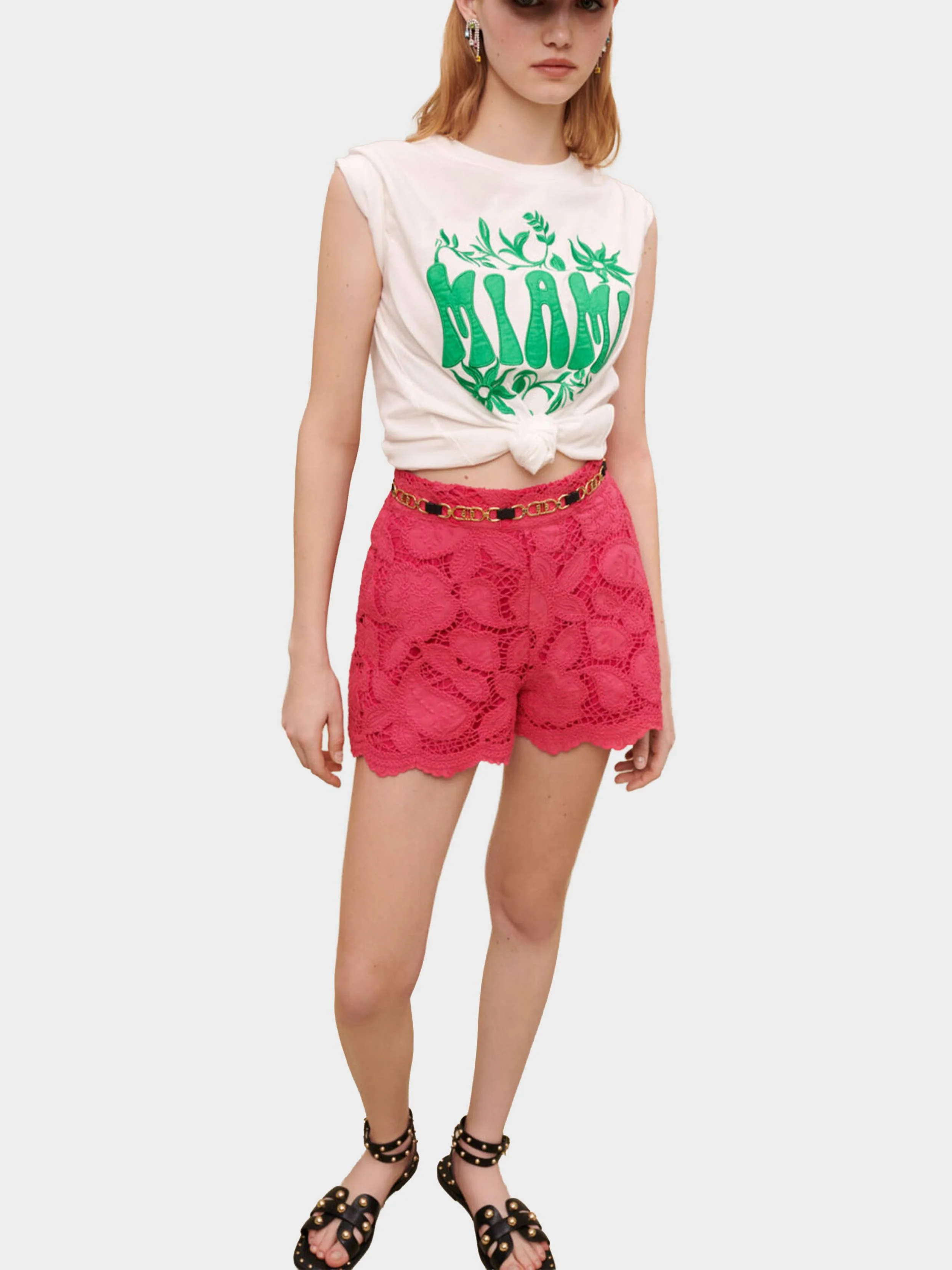 Maje - Women's Openwork Embroidered Shorts - Image 6