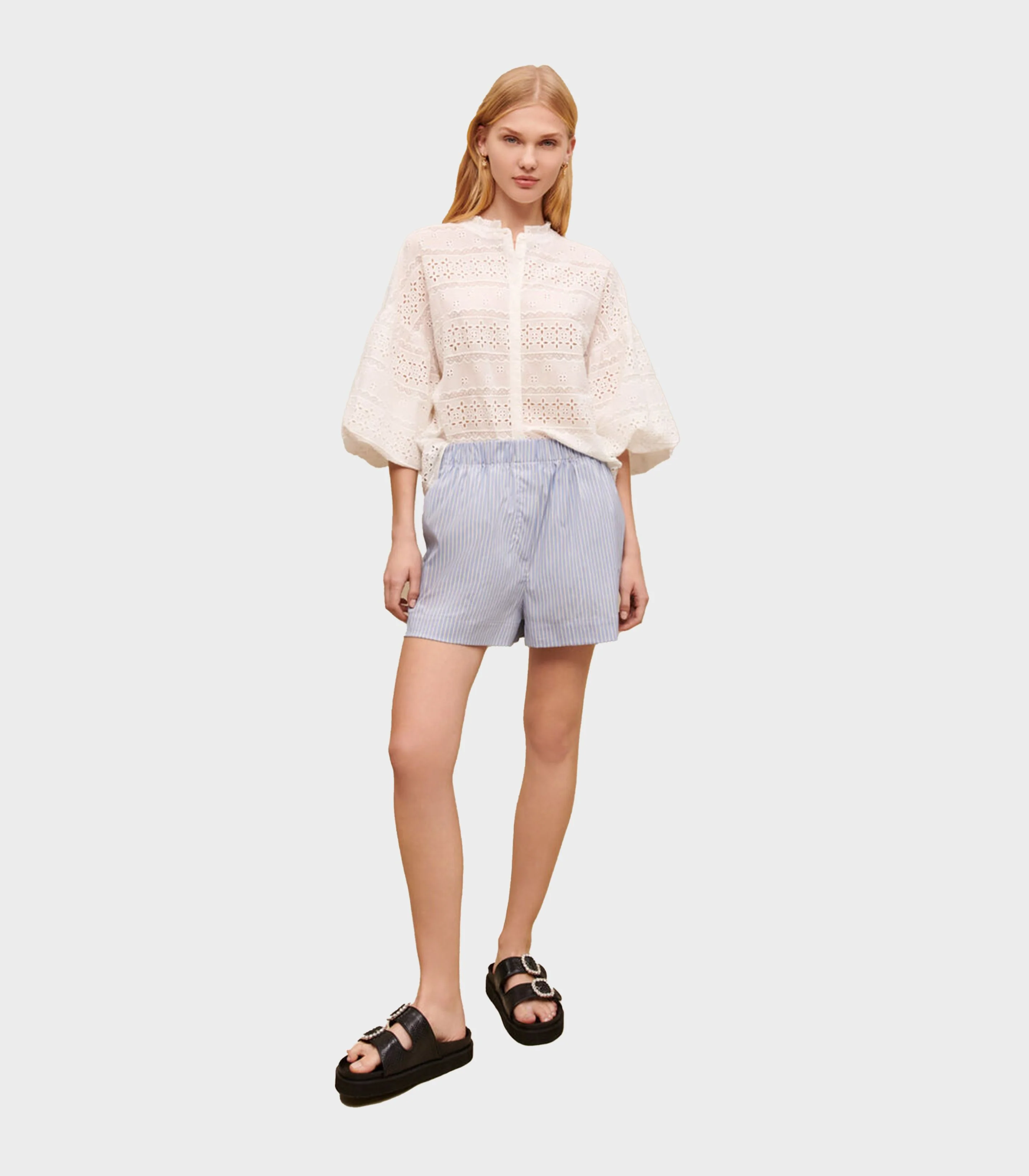 Maje -Striped Elasticated-Waistband Shorts - Image 3